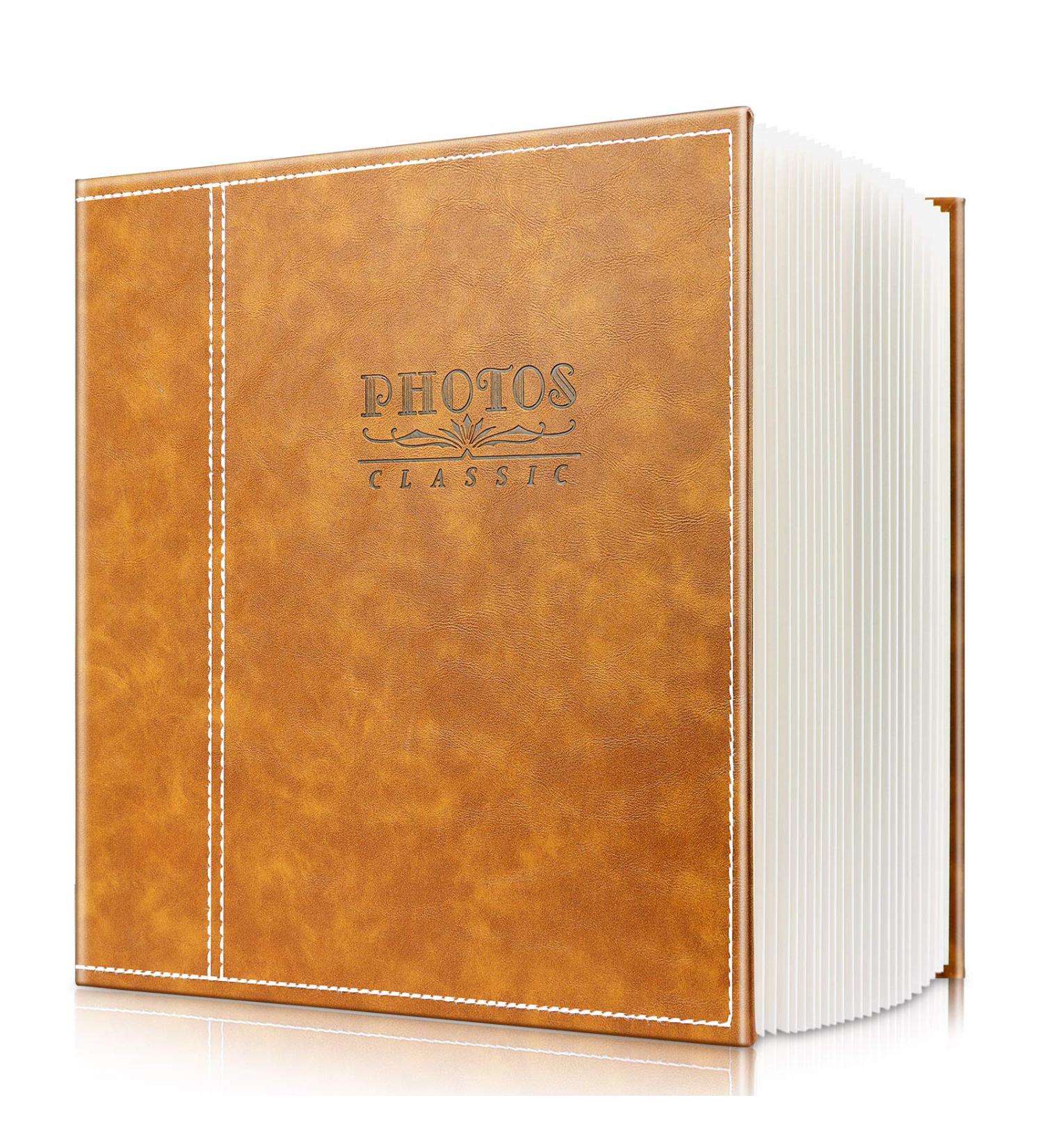 Safedealshop Magnetic Self-Stick Page Photo Album | Leather Cover | Holds Various Photo Sizes | Ideal for Anniversary, Wedding, Baby Growth & Family Memories | Bigger Brown - Buy Online on GoSupps.com