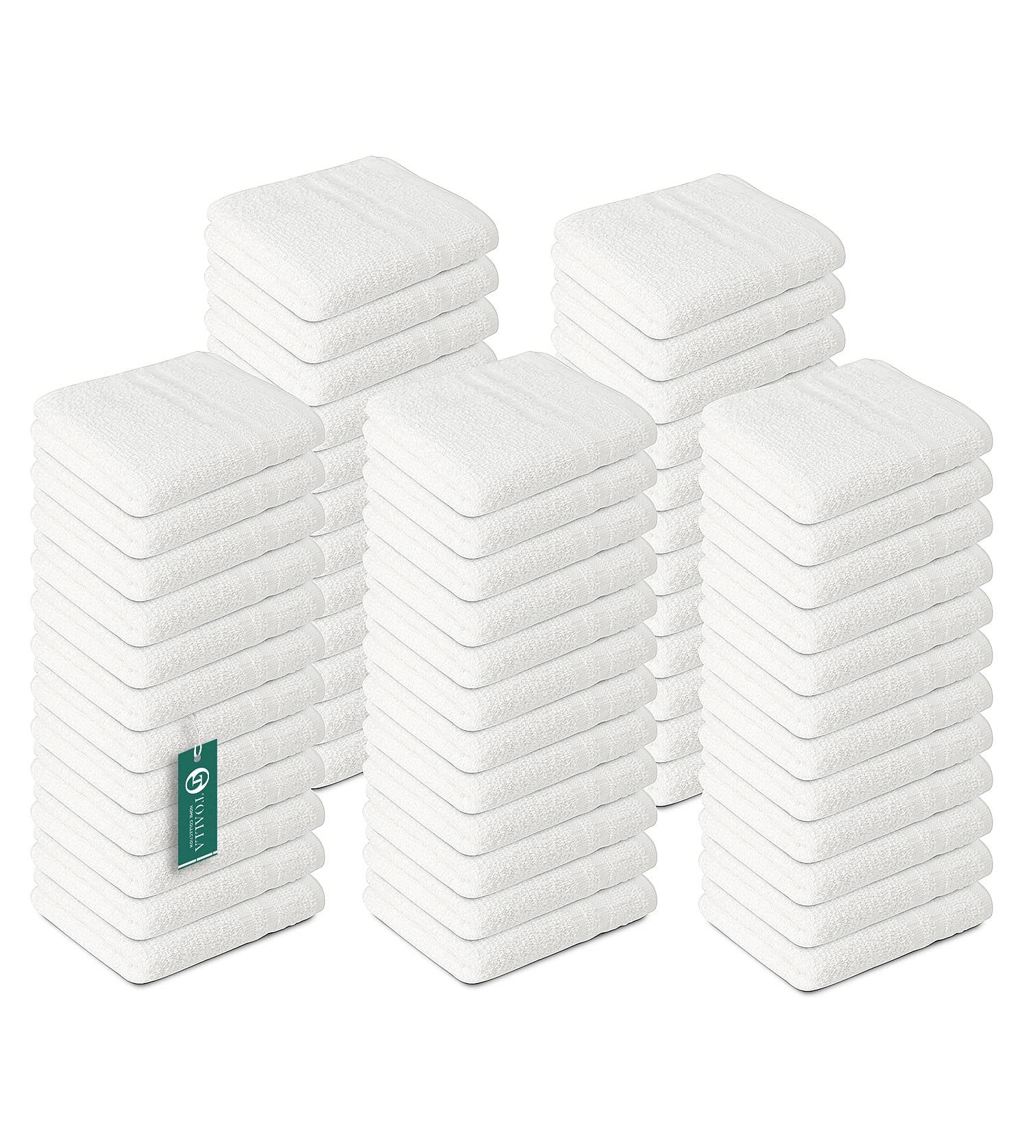 100% Cotton Washcloths 60 Pack | Highly Absorbent 400 GSM Face and Body Washcloth Bulk Pack | Soft Fingertip Towel for Bath Room | 12 x 12 Inches | White Pack of 60 - Buy Online on GoSupps.com