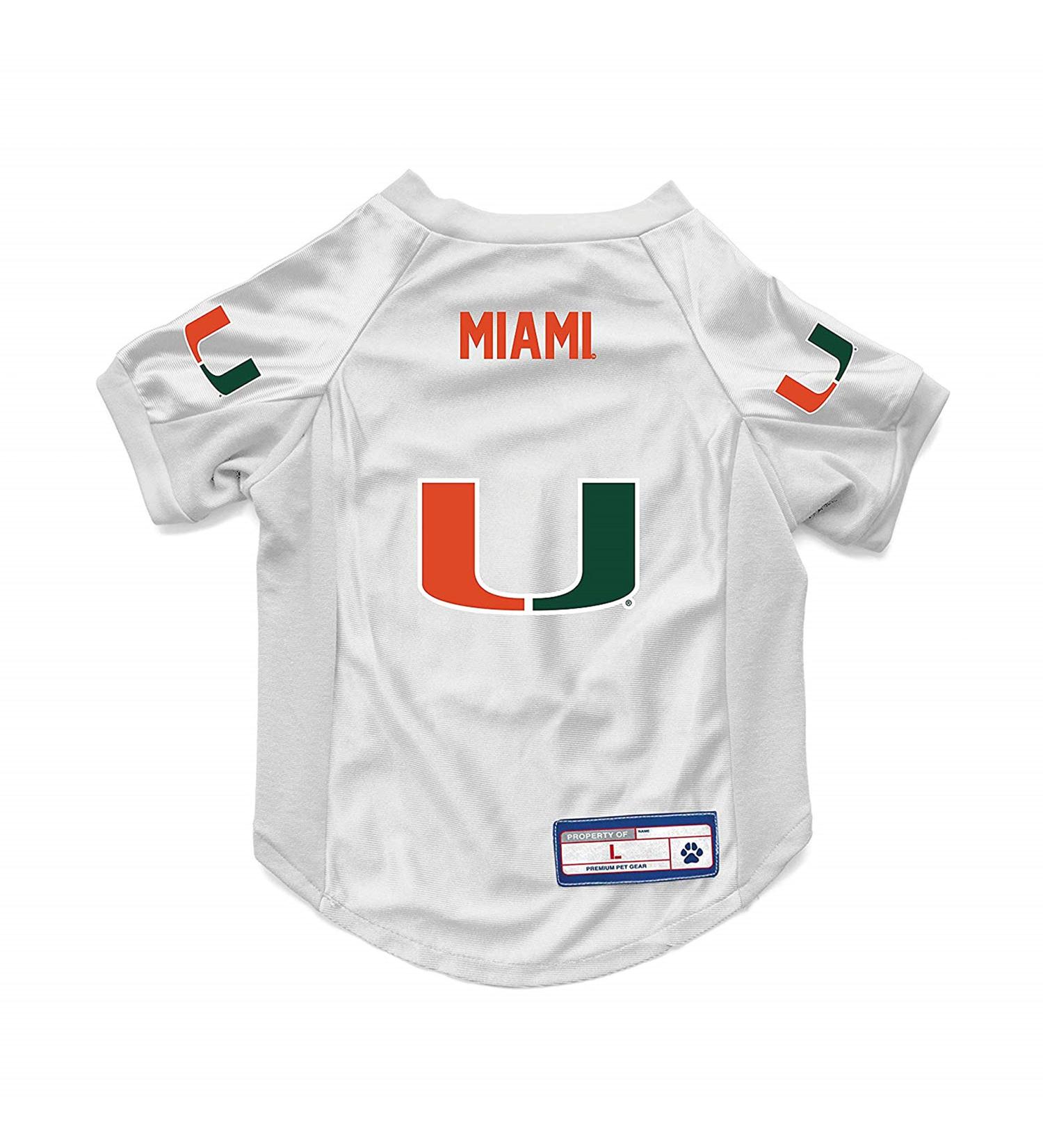 Littlearth Unisex-Adult NCAA Miami Hurricanes Stretch Pet Jersey, Team Color, Large