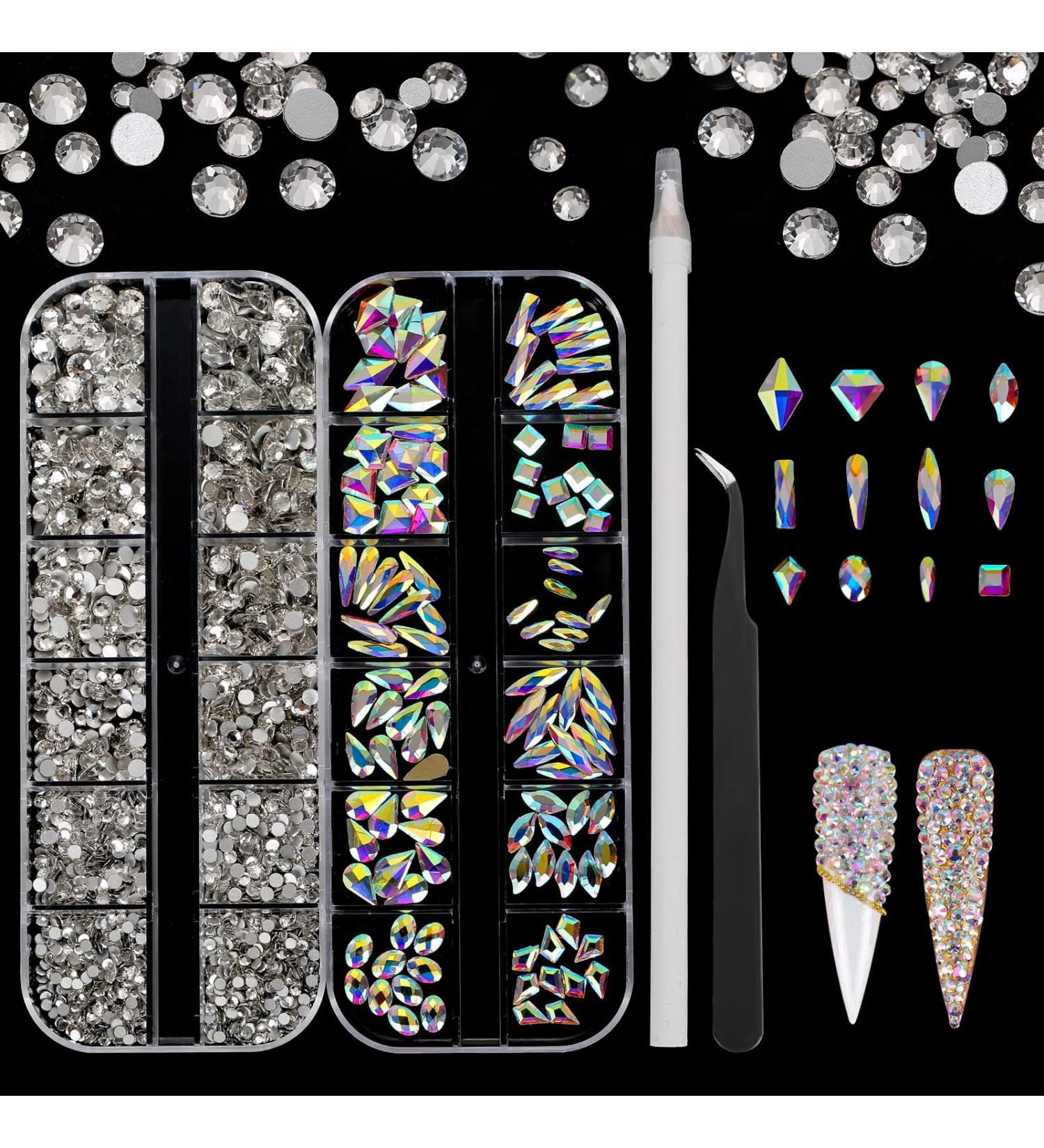 AARDWO 2568 Pcs Rhinestones Set - Multi Shape Crystal Gems for Nails, Face, and Crafts with Picker Pencil and Tweezers - Buy Online on GoSupps.com