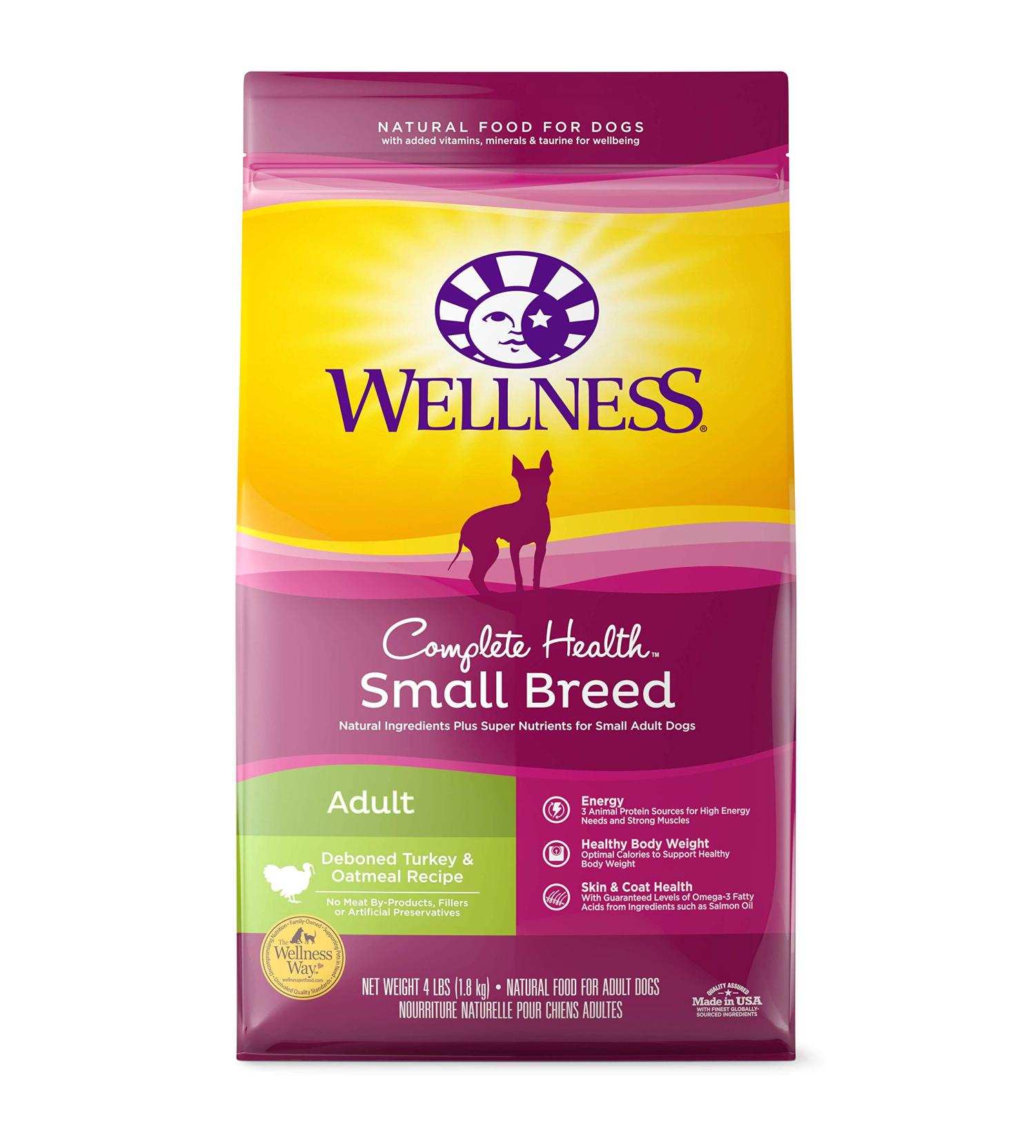 Wellness Complete Health Small Breed Dry Dog Food - Natural Turkey Recipe, 4lb for Puppies, Adults & Seniors | Made in USA - Buy Online on GoSupps.com
