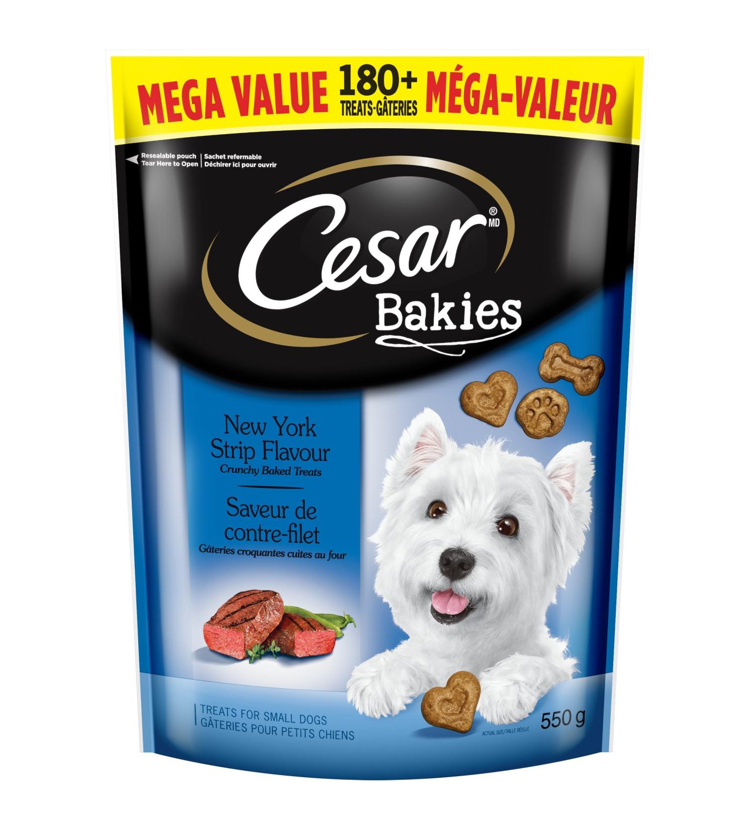 CESAR Bakies Treats Adult Crunchy Small Dogs - New York Strip 550g Pouch Beef 550 g (Pack of 1) - Buy Online on GoSupps.com