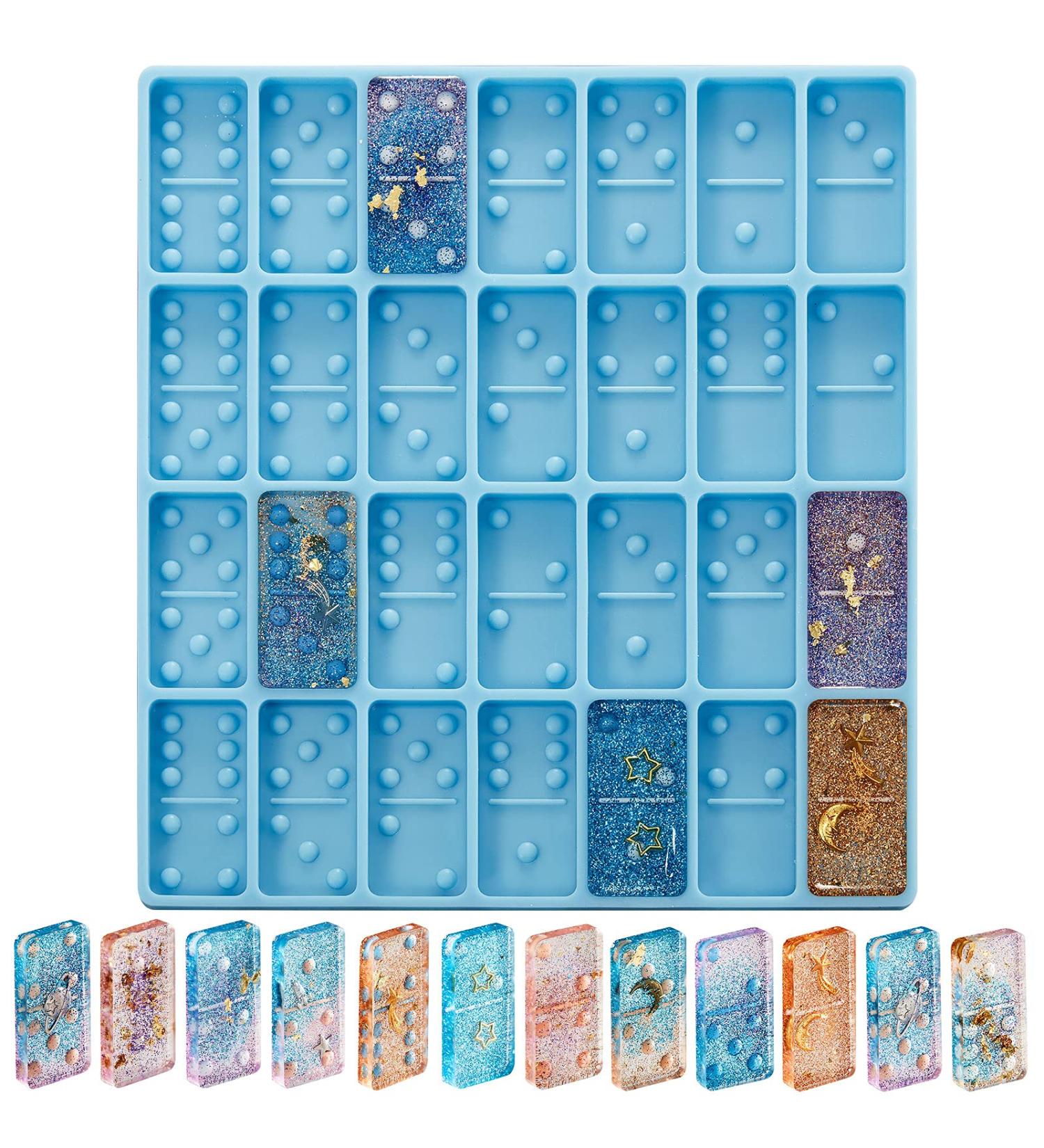 28-Cavity Domino Mold for Epoxy Resin, Clay, and Candy Making - Silicone Pendant Mold for Jewelry and Cake Decorating (Blue 125g) - Buy Online on GoSupps.com