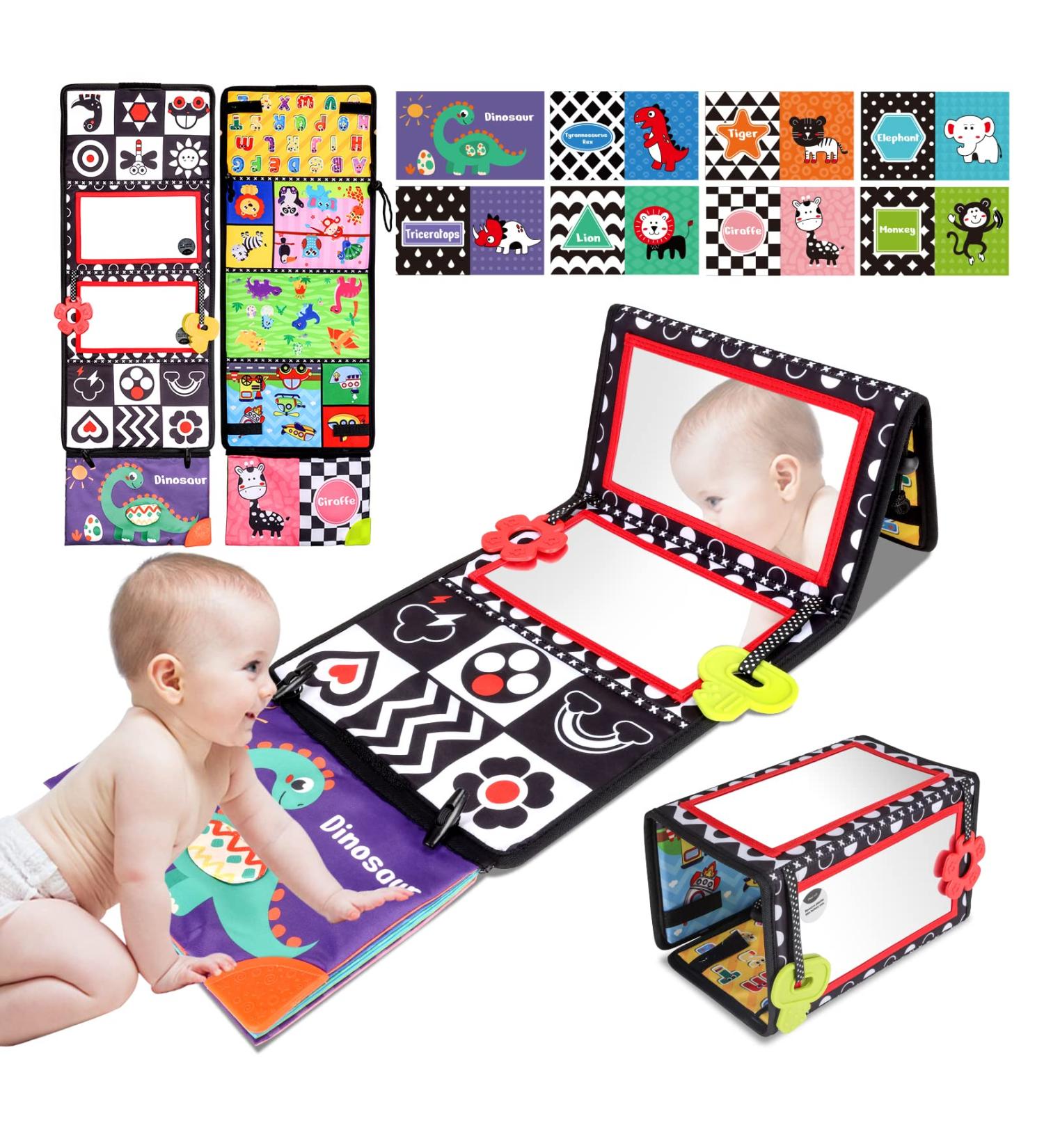Venditer Baby Mirror Toys | Educational Foldable Prone Toys for Newborns 0-9 Months | High Contrast Black & White Children's Toy - Buy Online on GoSupps.com