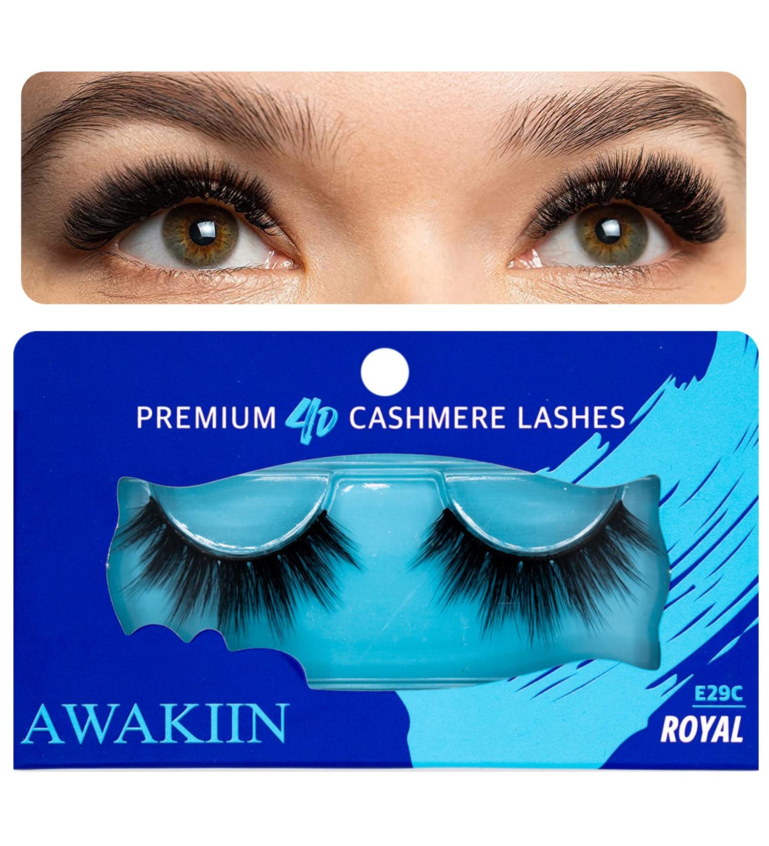 AWAKIIN 4D Premium Cashmere Natural False Lashes - Self Adhesive Reusable Fake Eyelashes for Natural & Volume Look (Royal) - Buy Online on GoSupps.com