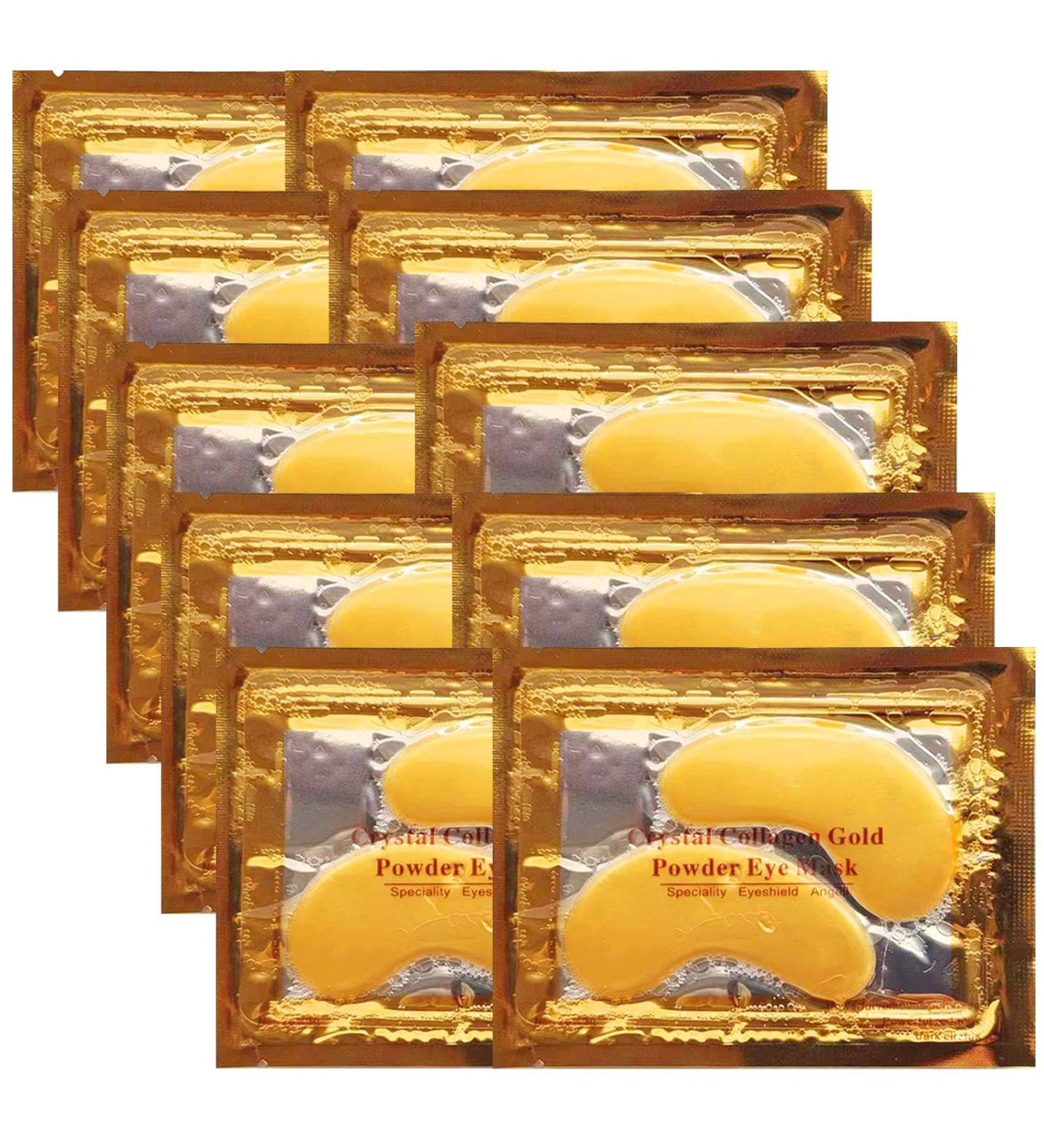 KAIQIKAIXI Gold Gel Under Eye Patches - 10 Pairs with Hyaluronic Acid & Collagen for Dark Circles Puffiness & Wrinkles - Buy Online on GoSupps.com