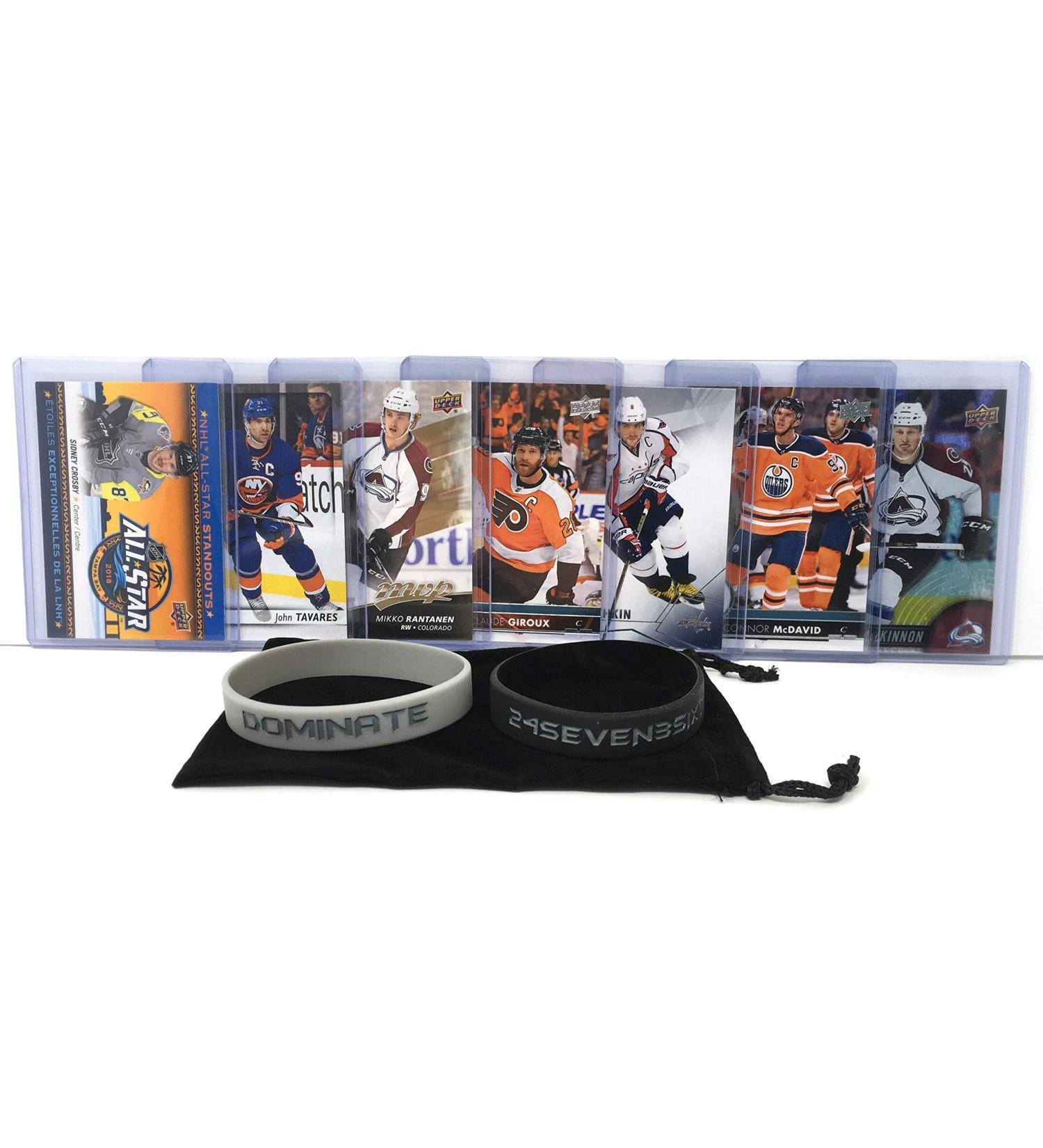 Hockey Cards: Sidney Crosby, John Tavares, Mikko Rantanen, Claude Giroux, Alex Ovechkin, Connor McDavid, Nathan MacKinnon NHL Superstars (7) Card Gift Pack