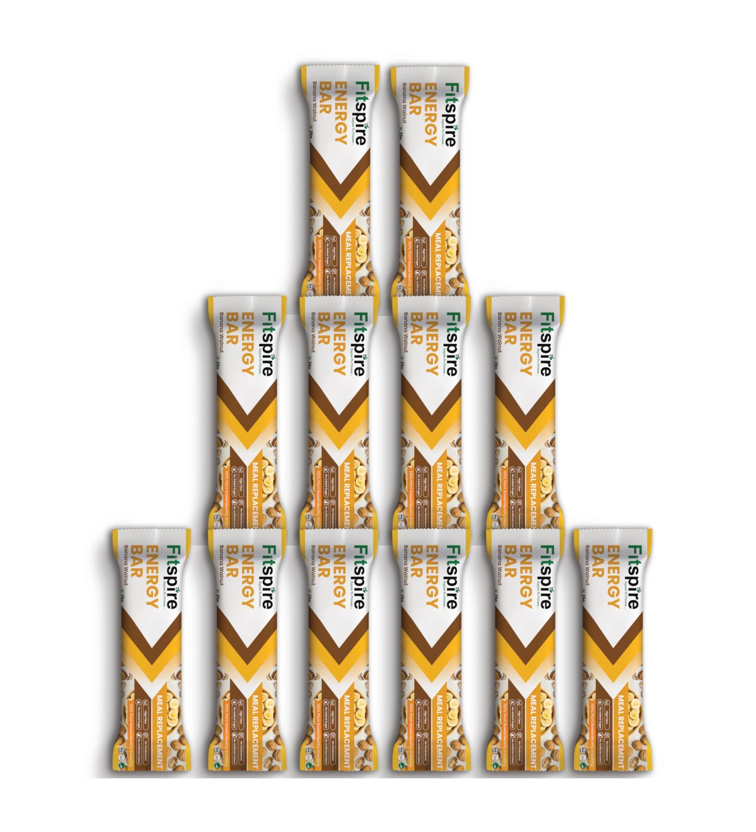 Fitspire Chocolate Banana Walnut Energy Bar - Vegan Gluten Free Sugar Free 100% Natural - 12 Pack of 35g | Perfect Healthy Snack - Buy Online on GoSupps.com