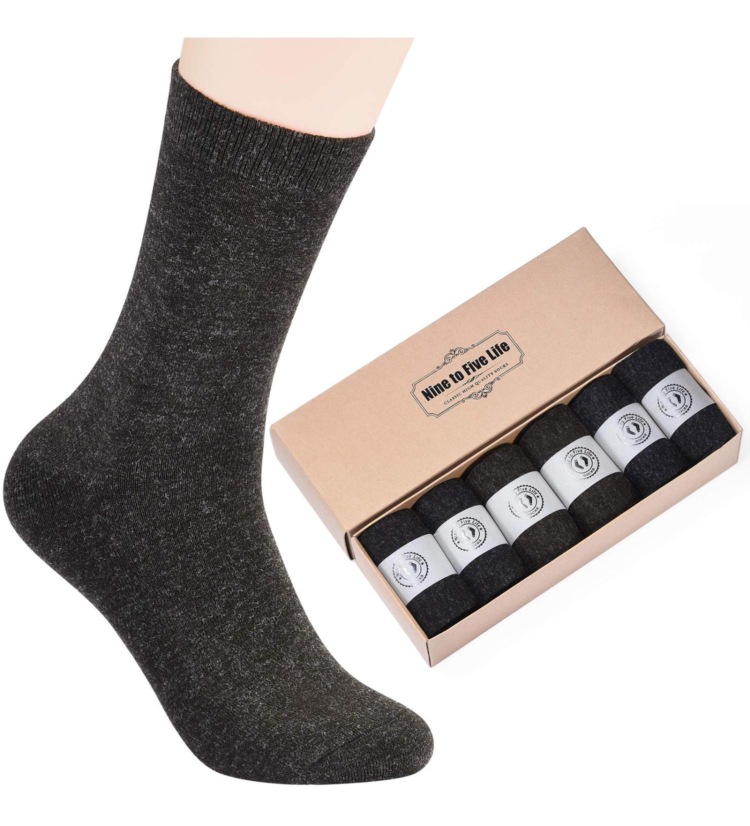 NinetoFiveLife Pack of 6 Men's Wool Dress Socks - Soft, Comfortable, Breathable - Size 6-12 - Buy Online on GoSupps.com