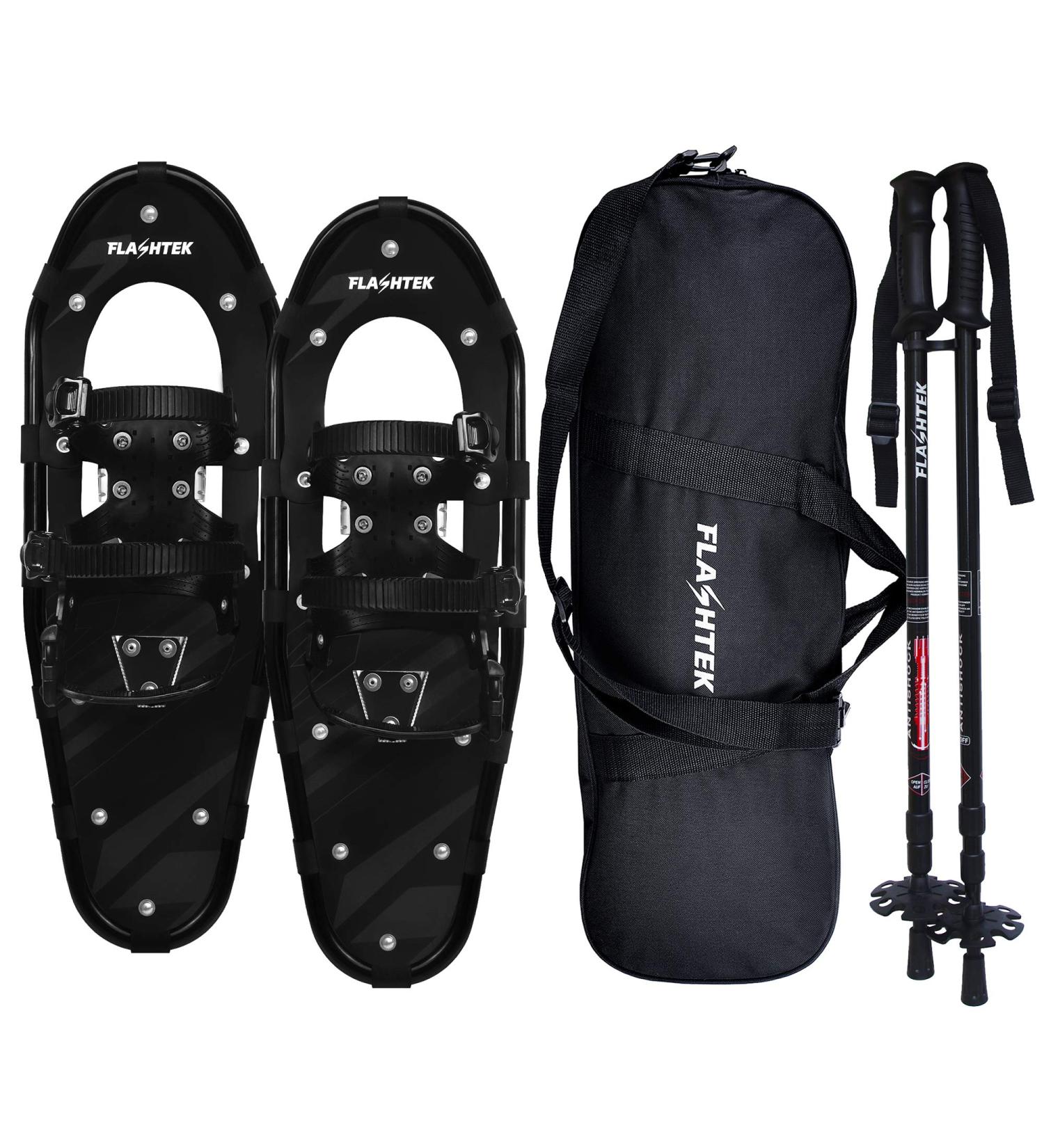 FLASHTEK 25-Inch Lightweight Aluminum Snowshoes for Women Men Youth Kids - Terrain Snow Shoes in Black - Buy Online on GoSupps.com