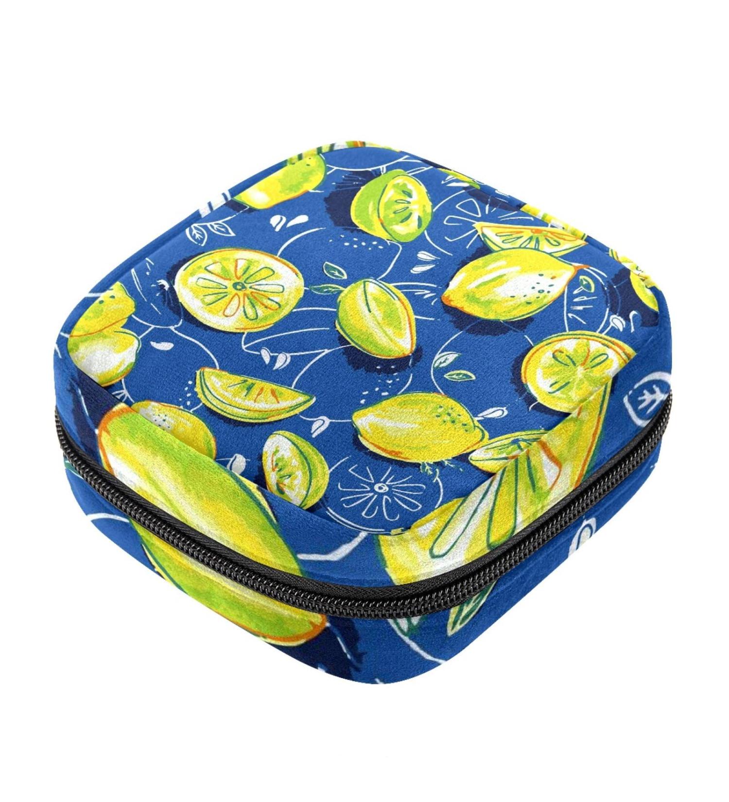 DIY Lemon Print Sanitary Napkin Storage Bag | Portable Menstrual Kit Pouch | Period Cup Holder for Women and Teens - Color 14 - Buy Online on GoSupps.com