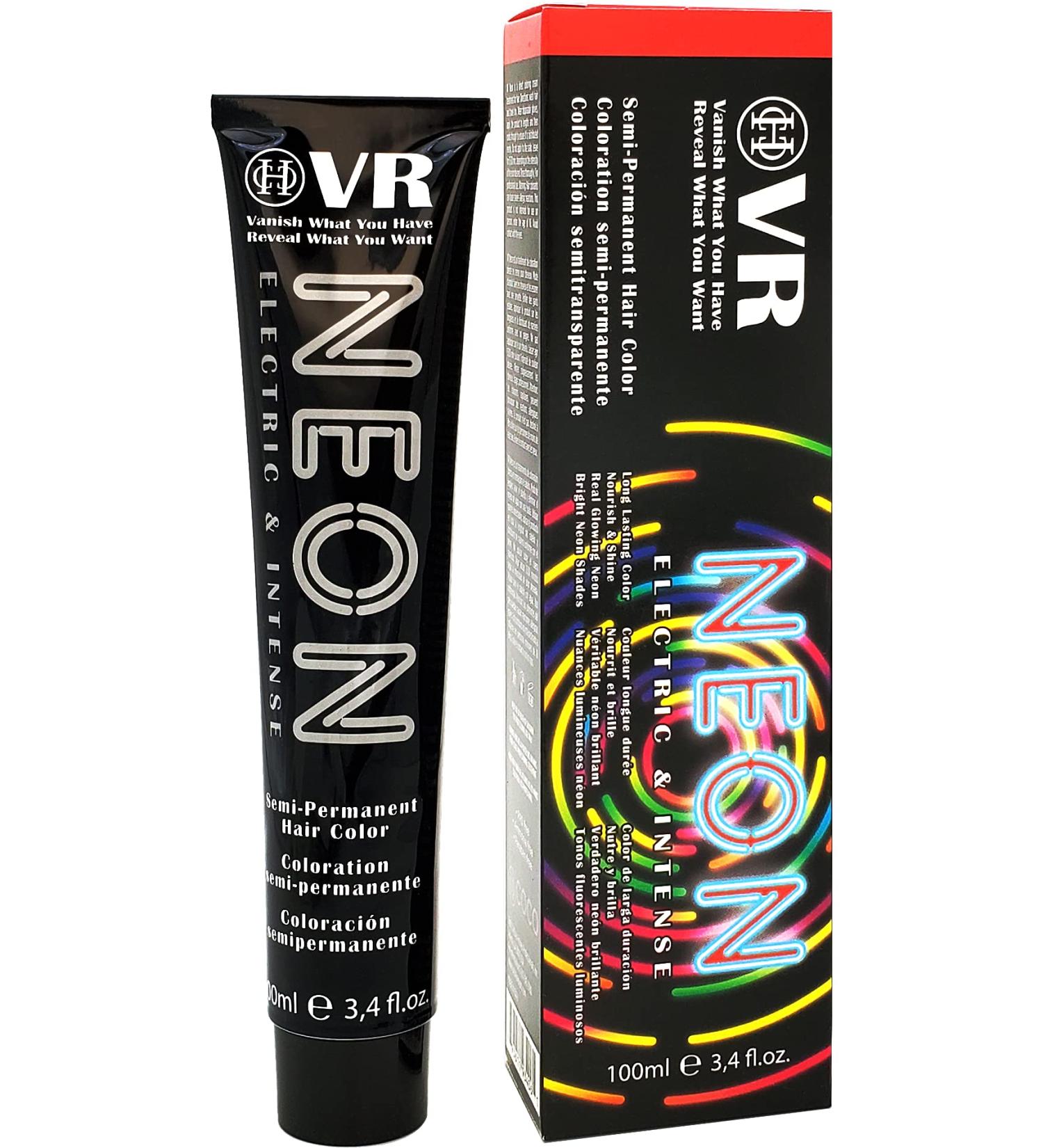 VR Semi-Permanent Neon Hair Color Bleach Level "9" Nourish & Shine Treatment Real Glowing Neon Effect under UV Light Vegan and Cruelty-Free (3.4 fl. oz.) (Candy Apple RED)