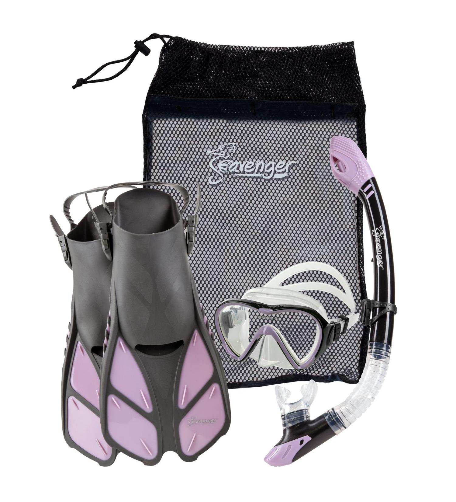 Seavenger Aviator Snorkeling Set in Lavender - S/M Size with Gear Bag - Buy Online on GoSupps.com