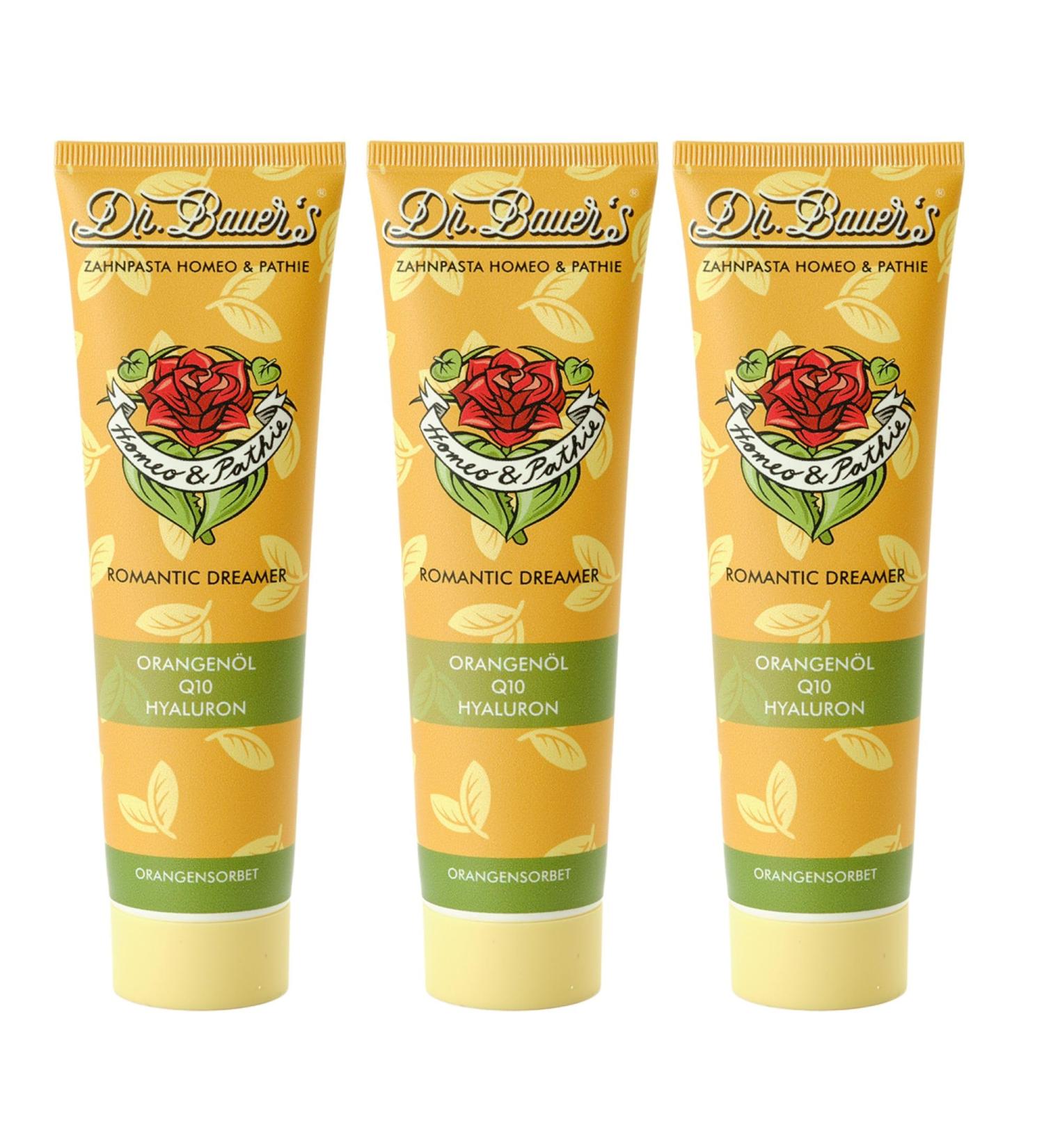  Dr. Bauer's Dr. Bauer's Homeo & Pathie Romantic Dreamer Vegan Homeopathic Toothpaste with Hyaluronic Acid Q10 Vitamin B12 & Orange Oil Fruity Orange Taste Gentle Dental Care for Gums - Buy Online on GoSupps.com
