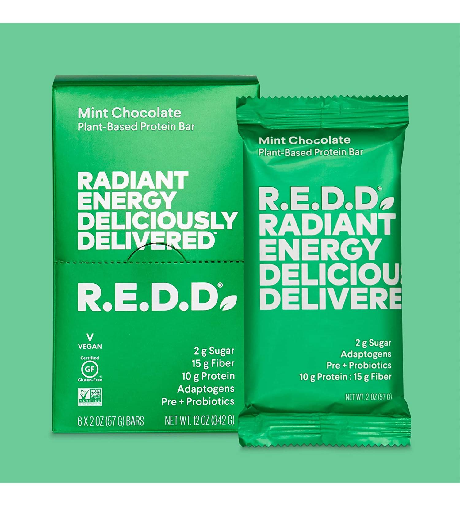 R.E.D.D. Bar Vegan Protein Mint Chocolate - Low Sugar  Gluten-Free (6 Bars) - Buy Online on GoSupps.com