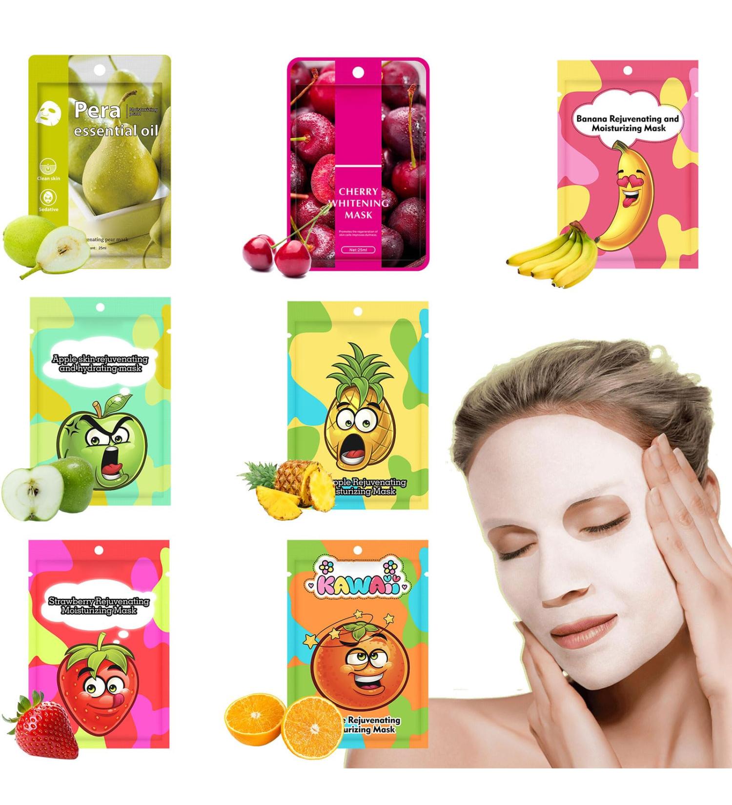 Sheet Mask 7 pc Fruit Extract Masks Organic Face Mask Pineapple Face Mask Moisturizing Facial Mask Face Facial Mask Collagen Face Mask Hydrating Improve dullness & Brighten Women/Men for All Skin - Buy Online on GoSupps.com