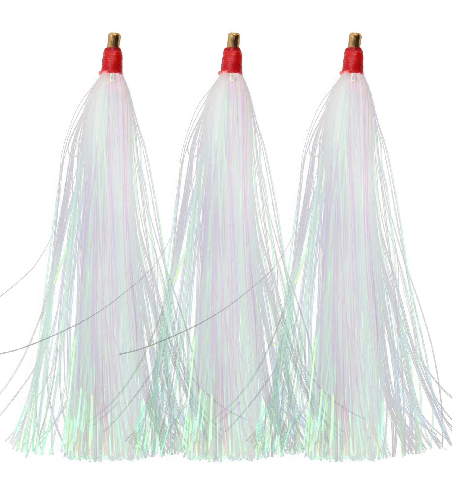 Fishing Mylar Flash Teaser Tail - 12pcs White Saltwater Bucktail Teaser for Teasers, Plugs, Fluke Rigs - Buy Online on GoSupps.com