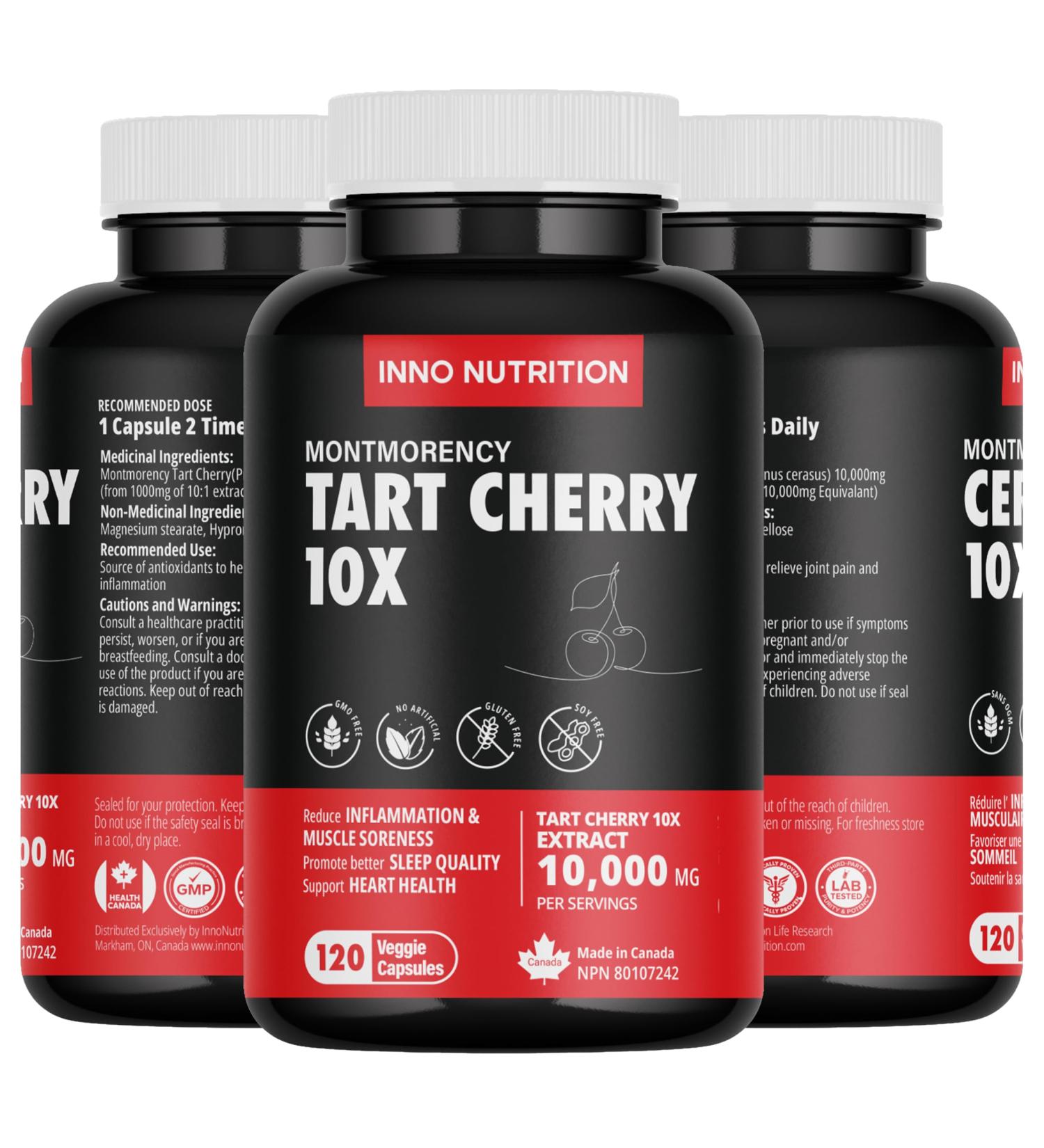 Tart Cherry 10 000mg Montmorency 10X Extract 120 Capsules Gout Pain Relief Vegetarian Potassium Non-GMO Allergen-Free Made in Canada (120 count (pack of 3)) - Buy Online on GoSupps.com