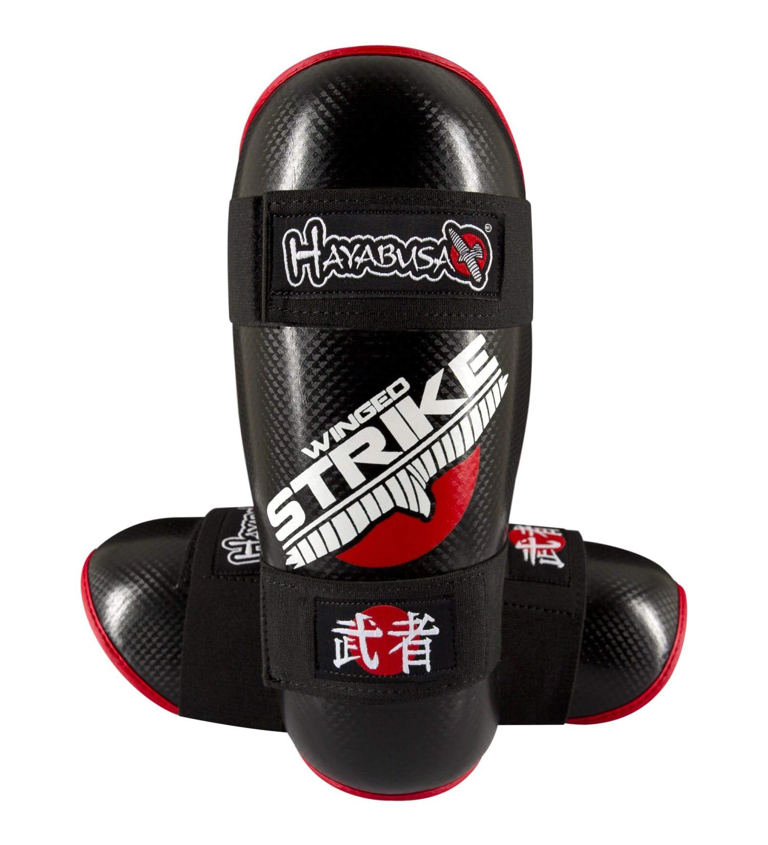 Hayabusa Winged Strike Karate Shin Guards - X-Large Black | Competition-Grade - Buy Online on GoSupps.com