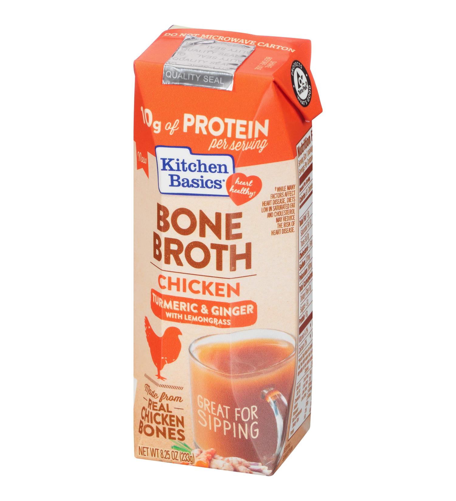 Kitchen Basics Turmeric & Ginger Chicken Bone Broth 8.25 oz - Pack of 12 - Buy Online on GoSupps.com