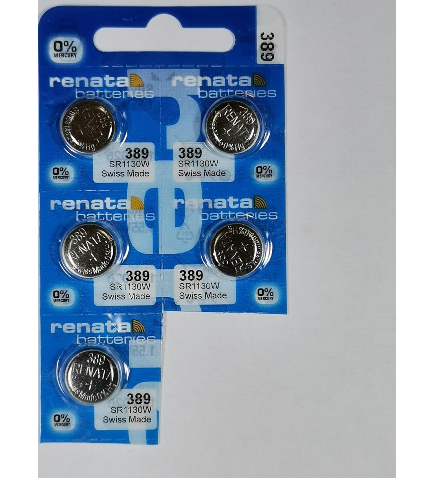 Renata Watch Battery Swiss Made - 389 SR1130SW AG10 1.5V (Pack of 5) | Reliable Replacement for Watch Care - Buy Online on GoSupps.com