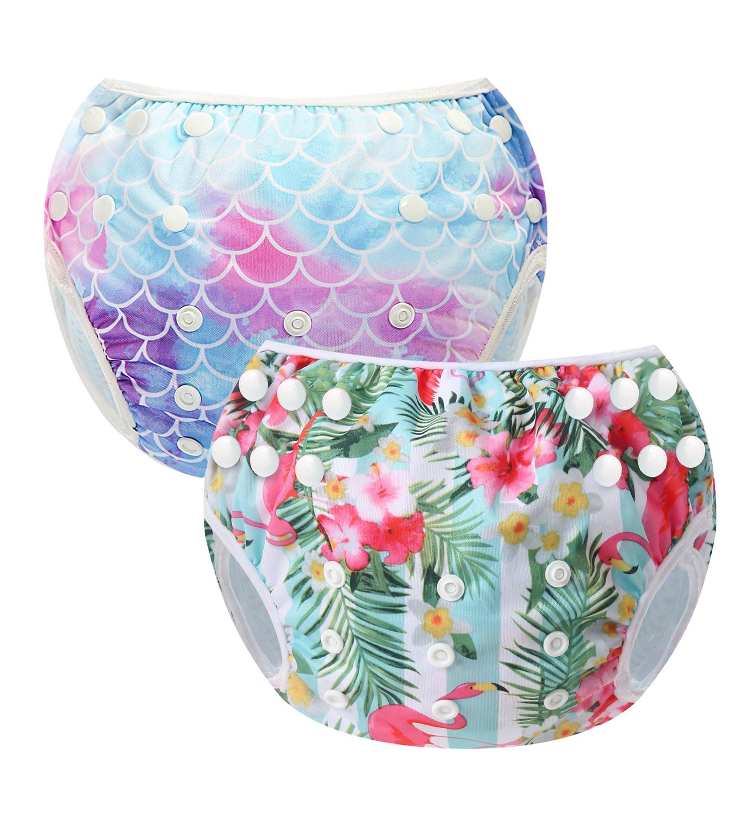 Mixidon Reusable Swimming Diaper for Babies | Adjustable Flamingo & Mermaid Swim Trunks | 0-3 Years - Buy Online on GoSupps.com