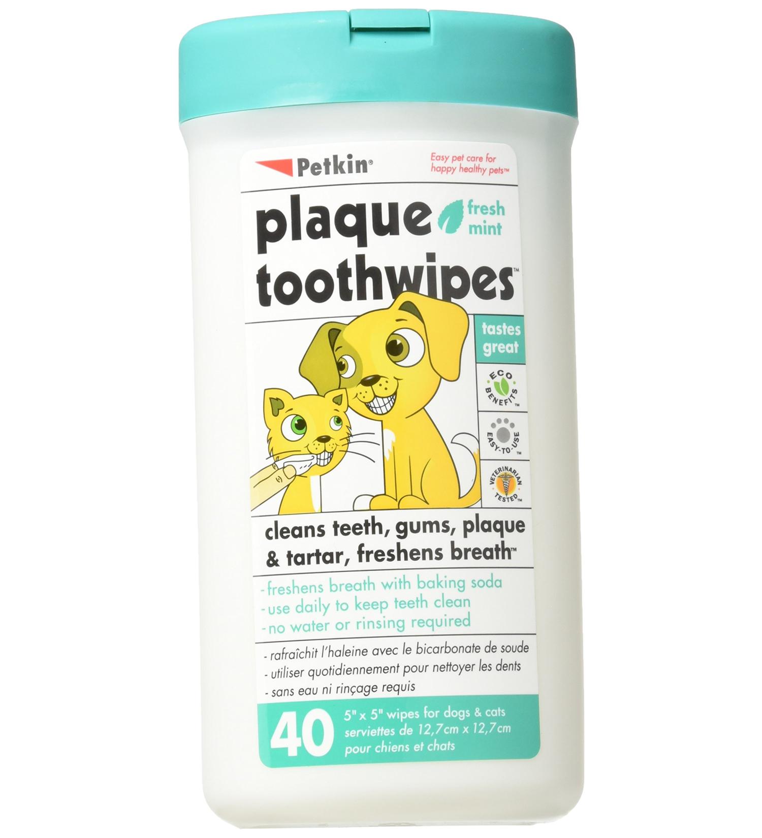 Petkin Toothwipes Dogs/Ca Size 40ct Toothwipes Dogs/Cats 40ct - Buy Online on GoSupps.com