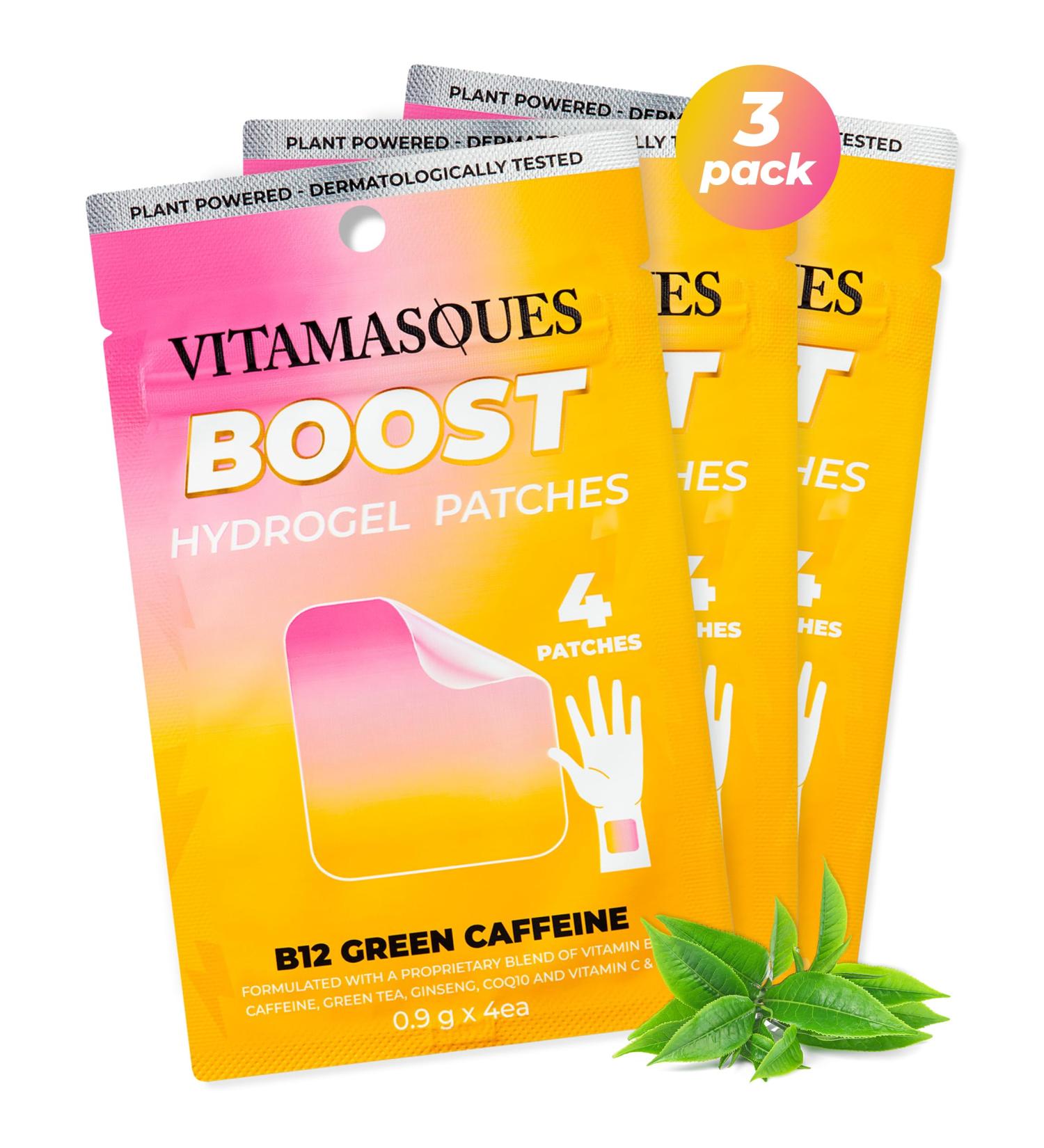 Vitamasques Energy Patches - Boostme Wellness Hydrogel B12 Vitamin Patches for Focus - 3-Pack Cruelty-Free & Gluten-Free - Buy Online on GoSupps.com
