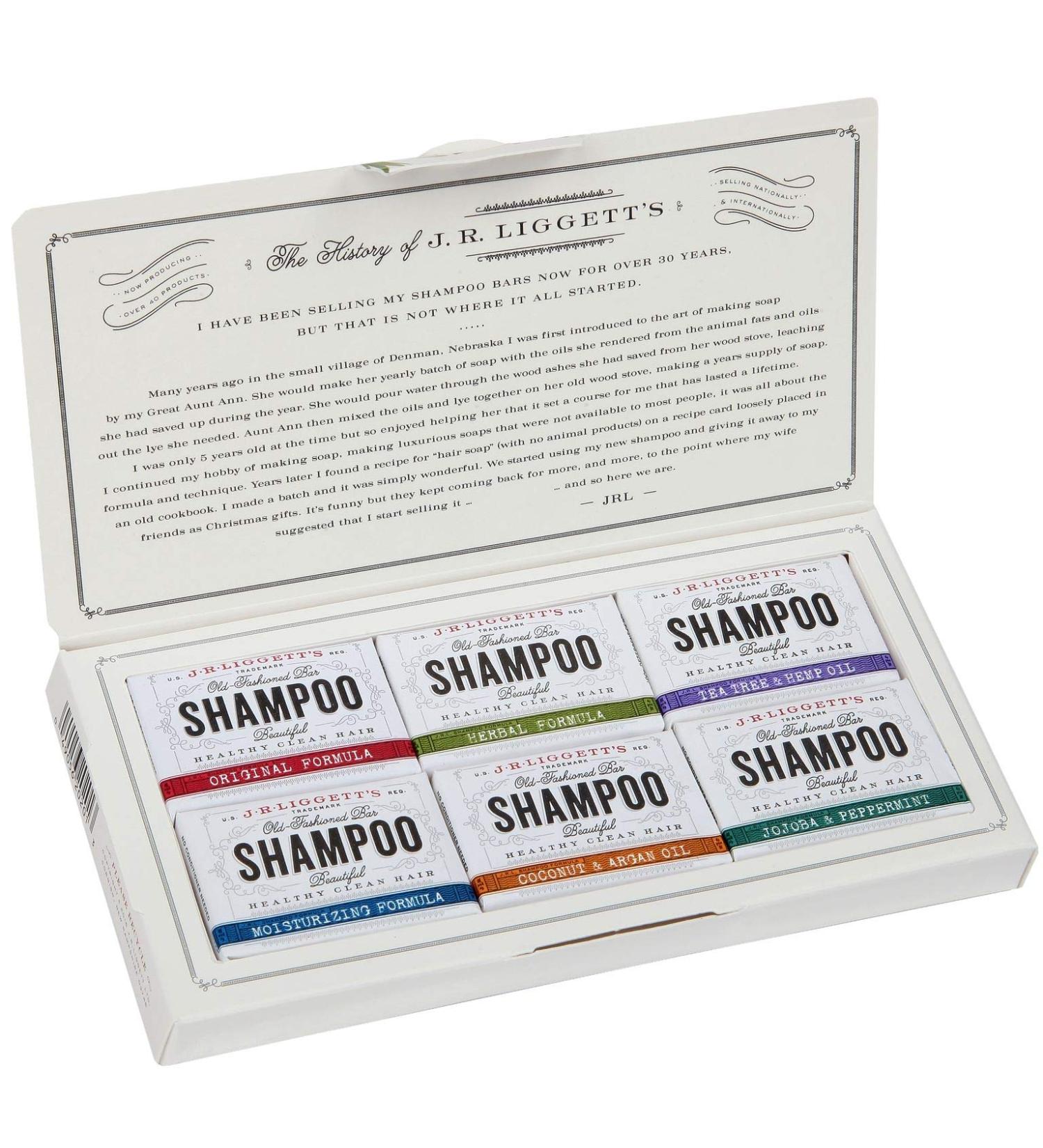 J R Liggett's All-Natural 6 Variety Shampoo Bars Sampler Pack for Strong, Healthy Hair - Antioxidant Rich, Vitamin Infused, Detergent and Sulfate-Free - 6 Mini Shampoo Bars - Buy Online on GoSupps.com