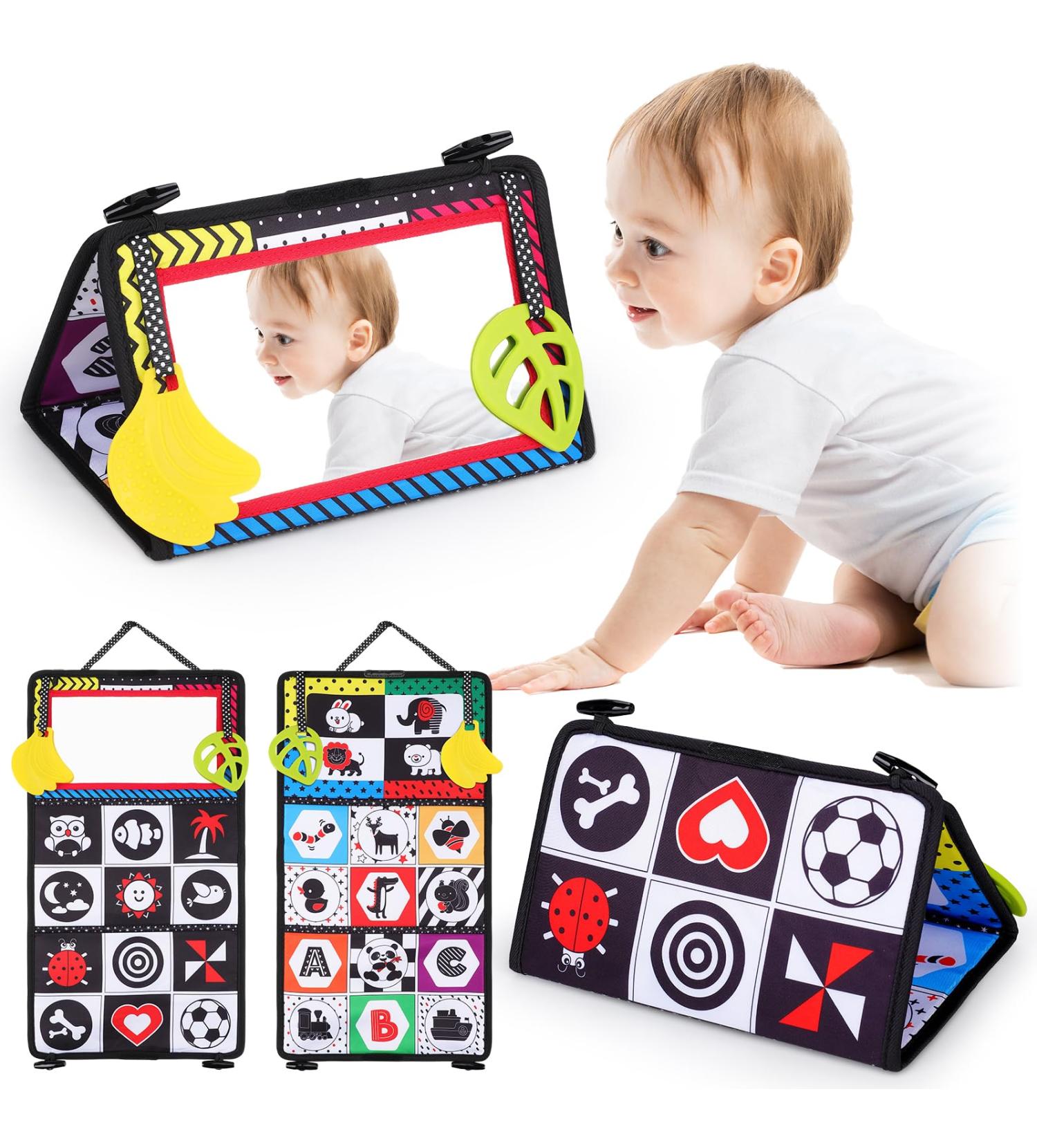 Tuaeccki Foldable Baby Mirror Toys | Black & White Contrast Pattern | 0-12 Months | Educational Toys for Newborns Boys & Girls - Buy Online on GoSupps.com