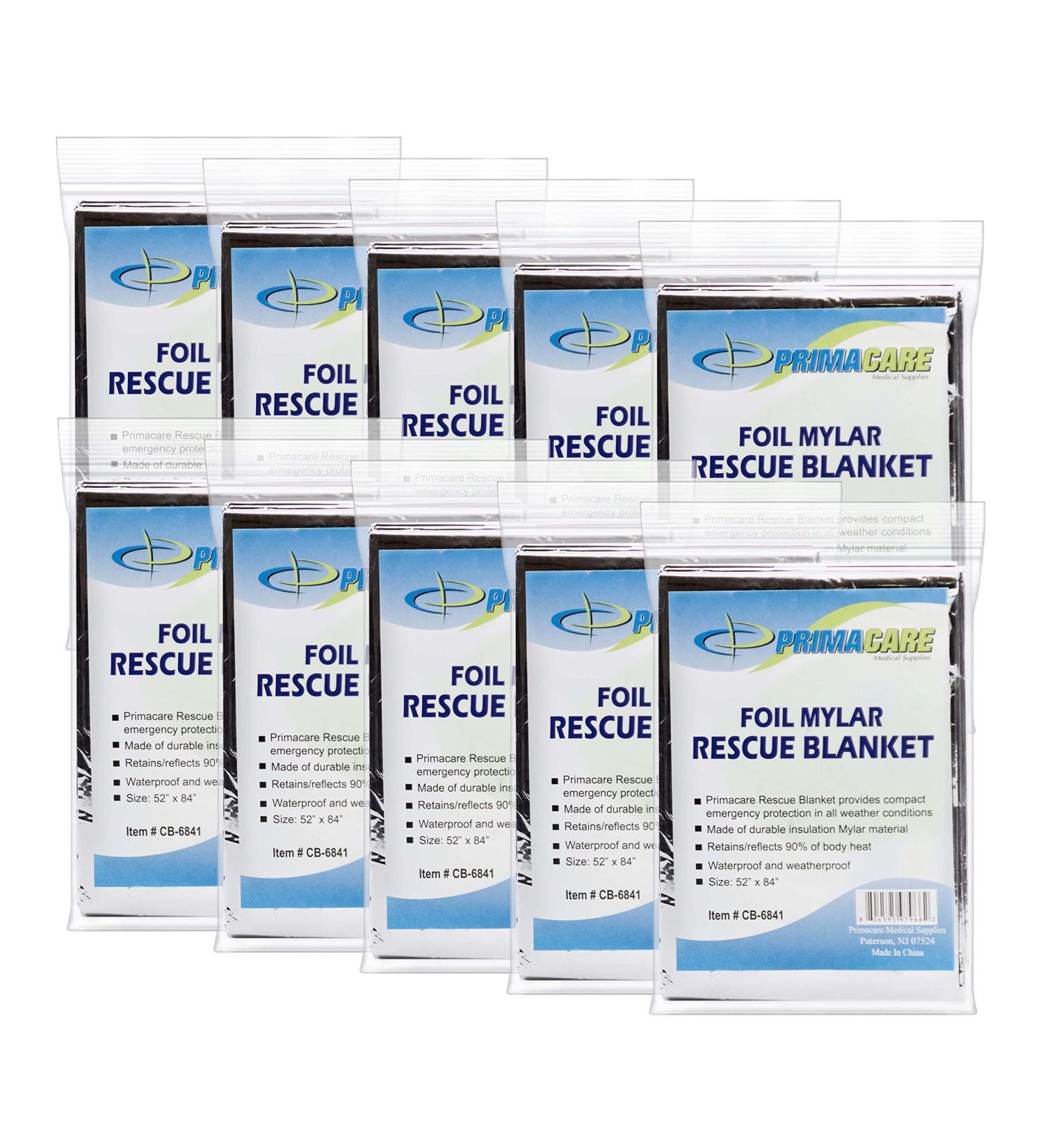 Primacare Emergency Foil Mylar Thermal Blanket 82x54 Pack of 10 - Buy Online on GoSupps.com