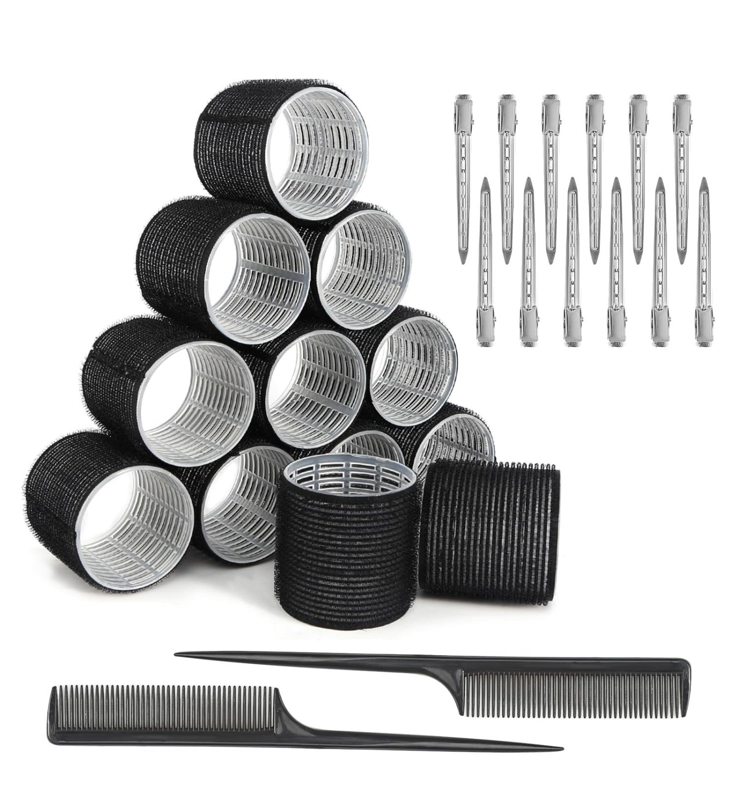 Curlers Large Curls Set - 26 Piece Self-Adhesive Rollers & Clips for Heatless Styling - Ideal for Long, Medium, Short Hair - Buy Online on GoSupps.com