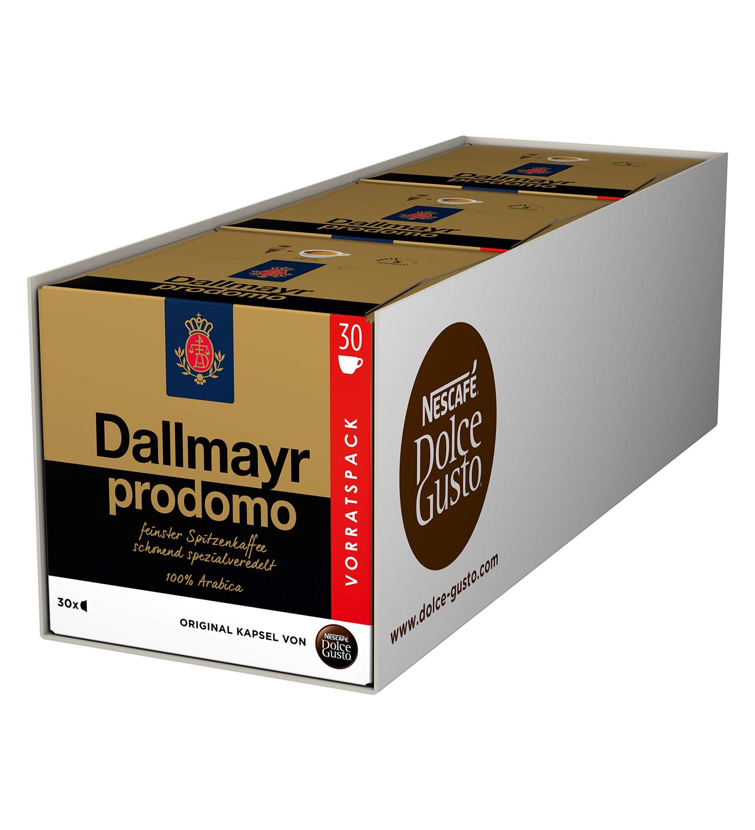 Nescaf Dolce Gusto Dallmayr Prodomo - XXL Coffee Capsules (90 Pods) | 100% Arabica | Aroma Seal | 3-Pack - Aromatic Flavor for Coffee Lovers - Buy Online on GoSupps.com