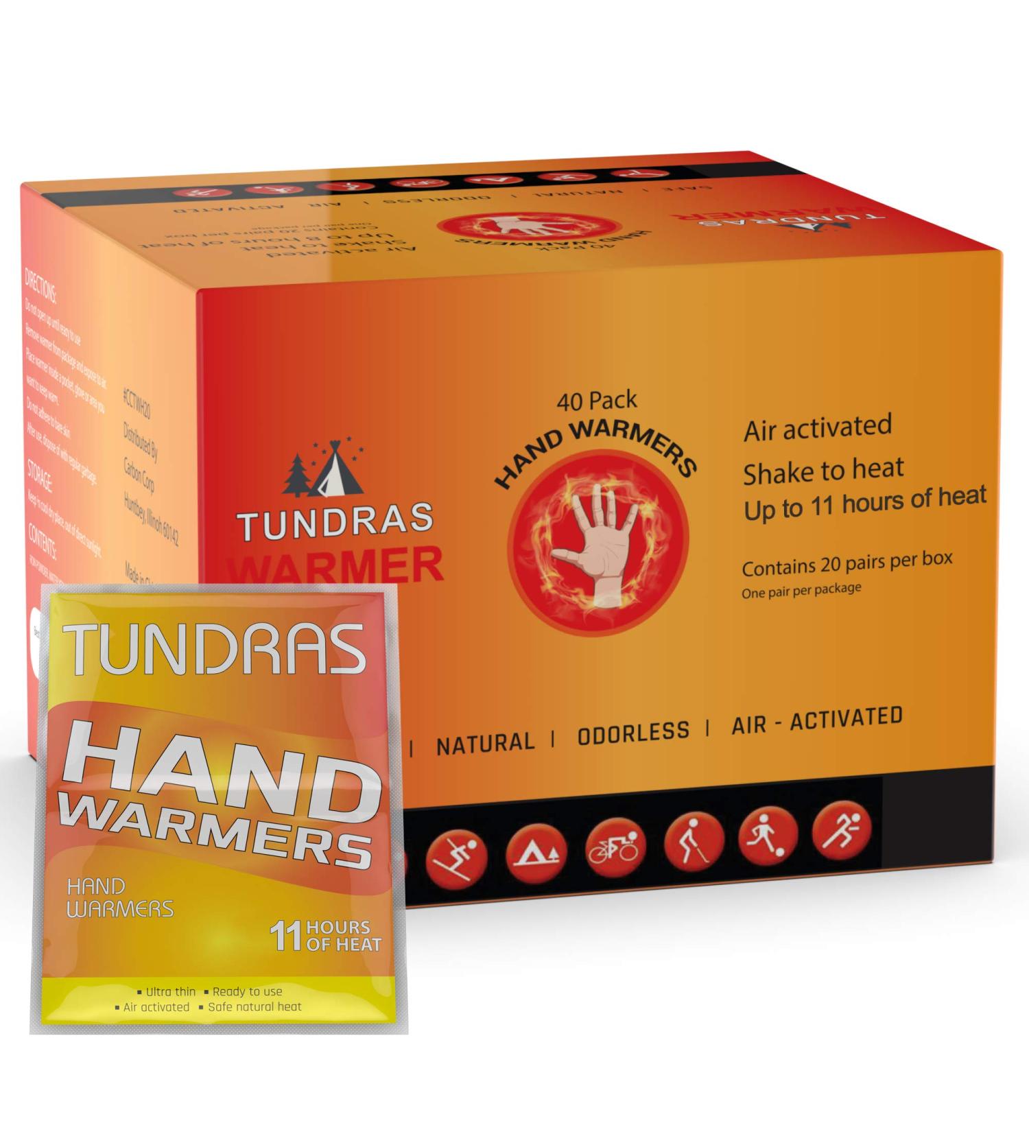 Hot Hand Warmers 11 Hours - 40 Count, Natural & Odorless - Single Use Heat Packs for Hands, Toes, Body - TSA Approved - Buy Online on GoSupps.com