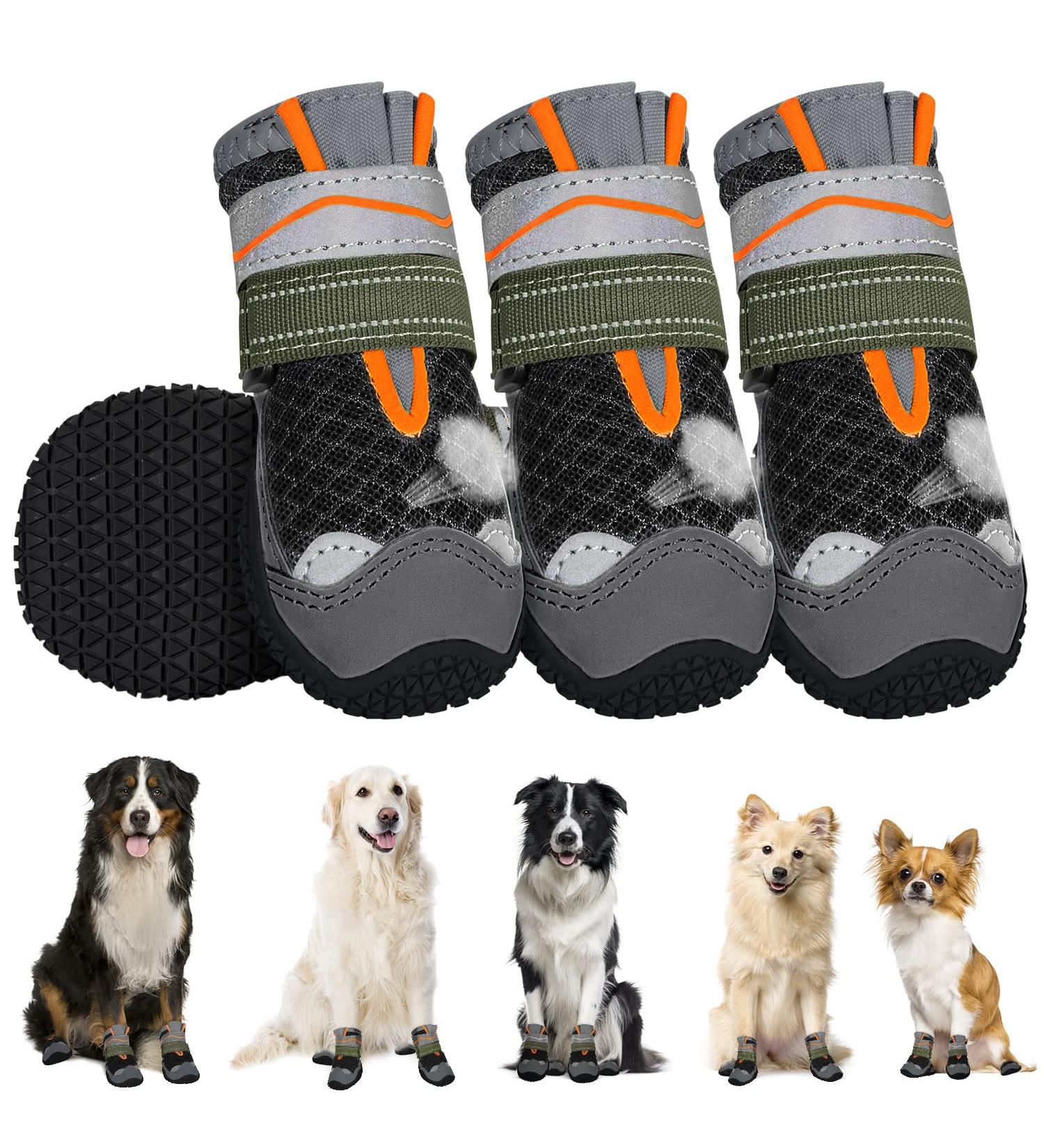 Shop Eyin Dog Shoes | Breathable Paw Protection Non-Slip Sole & Reflective Velcro for All Dog Sizes | Black Size 5 - 4 Pieces - Buy Online on GoSupps.com