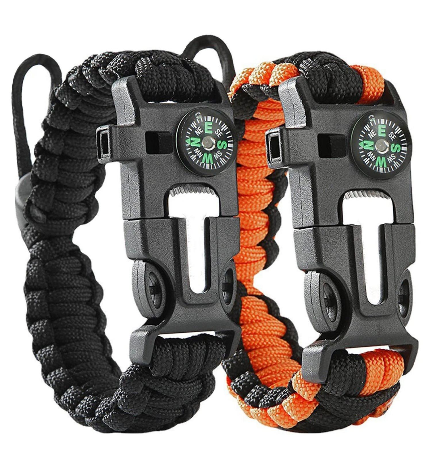 Flintronic 5-in-1 Paracord Survival Bracelet | Military-Grade Outdoor Kit with Flint Compass Mini Saw & Waterproof Paracord - Buy Online on GoSupps.com