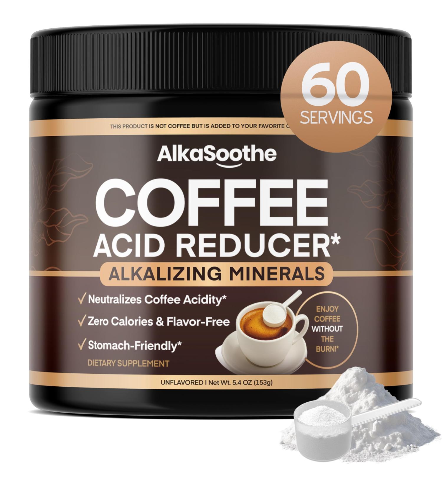 Coffee Acid Reducer (60 Day Supply) Transforms Regular to Low Acid Coffee - All Natural Minerals - Tames Acidity by 90% - Acid Neutralizer & Relief - Keto Friendly - Sugar Free & Vegan - USA Made - Buy Online on GoSupps.com