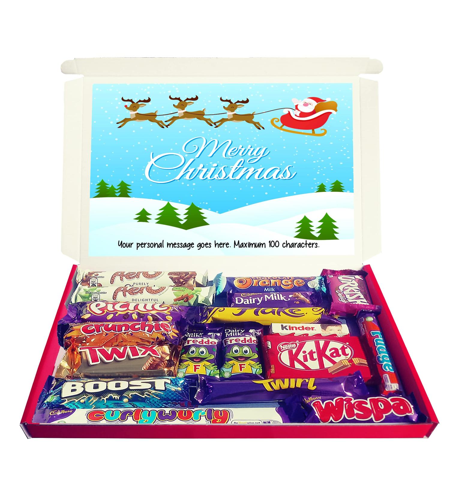 Personalised FLYING SANTA Christmas Chocolate Selection Box Gift Hamper - Buy Online on GoSupps.com