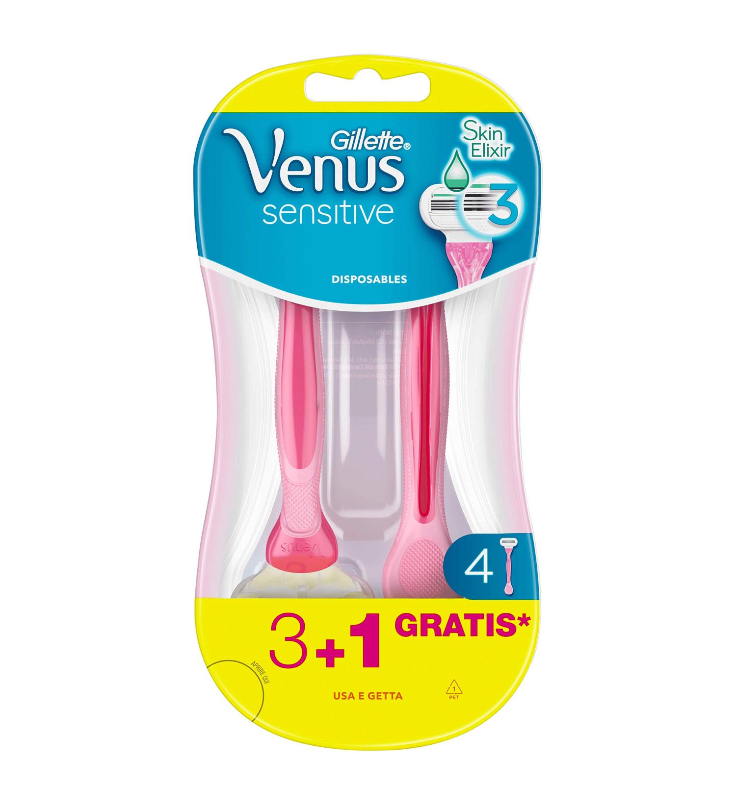 Buy Gillette Venus Sensitive Razor for Women - 4 Pack (3 + 1 Disposable) | International Shipping Available - Buy Online on GoSupps.com