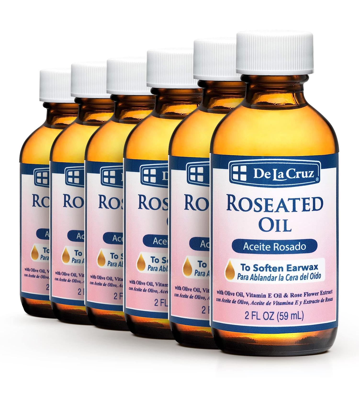 De La Cruz Roseated Oil - Natural Ear Wax Softener with Rose Flower Extract - USA Made - 2 Fl Oz (6 Pack) - Buy Online on GoSupps.com