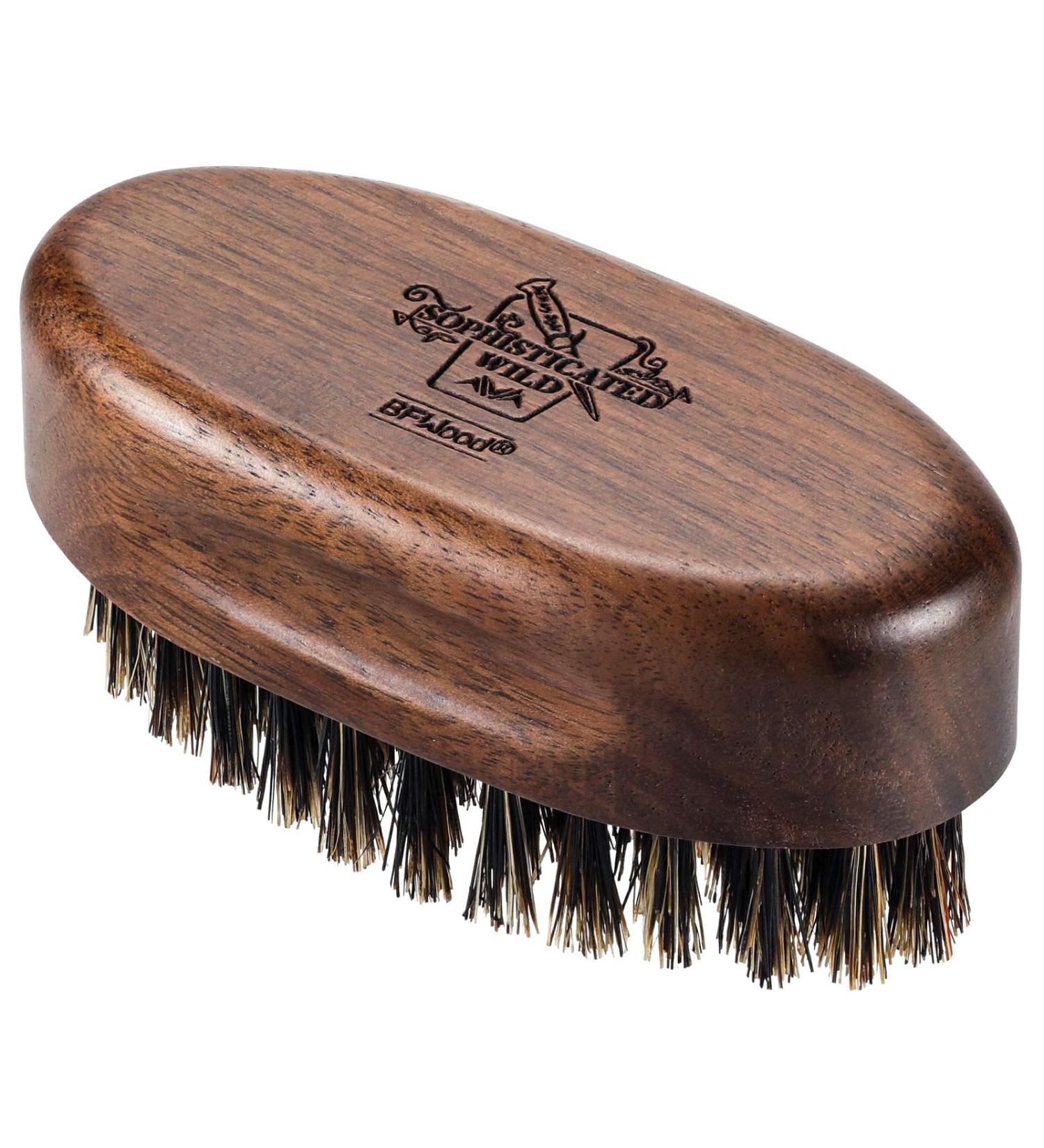 BFWood Small Travel Beard Brush - Natural Boar Bristles & Black Walnut Wood - Buy Online on GoSupps.com