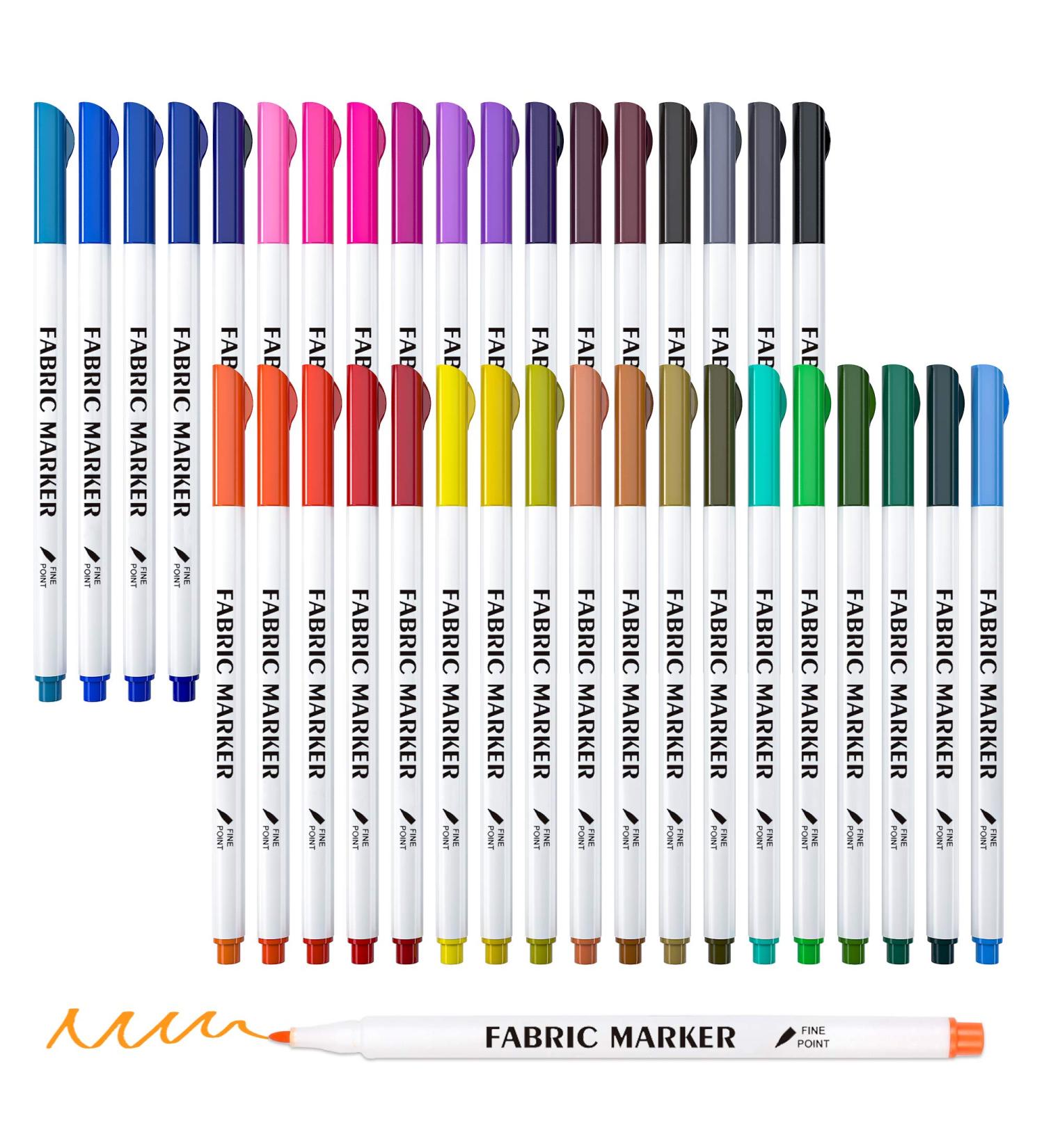 Lelix 36 Colors Fabric Markers - Permanent Fabric Pens for T-Shirts, Clothes, Sneakers & Canvas - Child Safe & Non-Toxic - Ideal for Writing and Painting - Kids & Adults - Buy Online on GoSupps.com