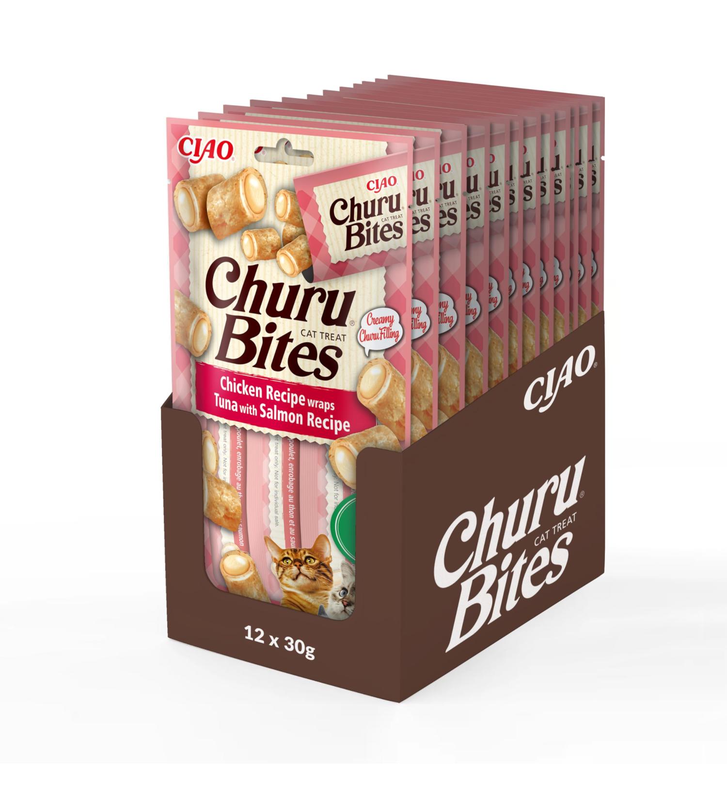 Inaba Churu Bites - Hand-Feed Cat Treats with Crispy Tuna & Salmon Filling - 30g Pack - International Shipping - Buy Online on GoSupps.com