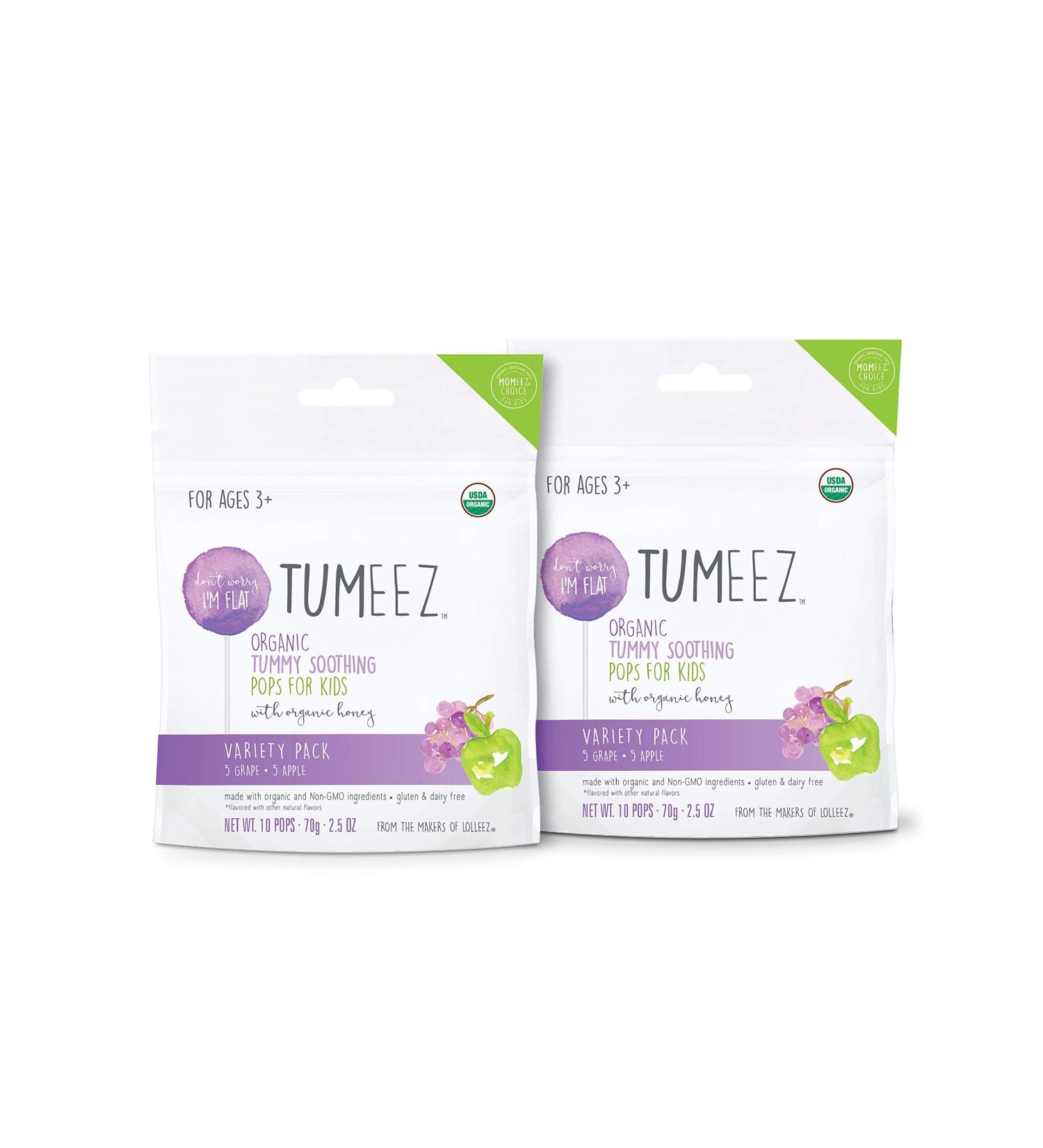 Organic Tummy Soothing Pops for Kids - Grape and Apple Variety Pack (40 Count) - Lolleez Tumeez - Natural Remedy for Upset Stomachs, Car Sickness, and Nausea - Buy Online on GoSupps.com