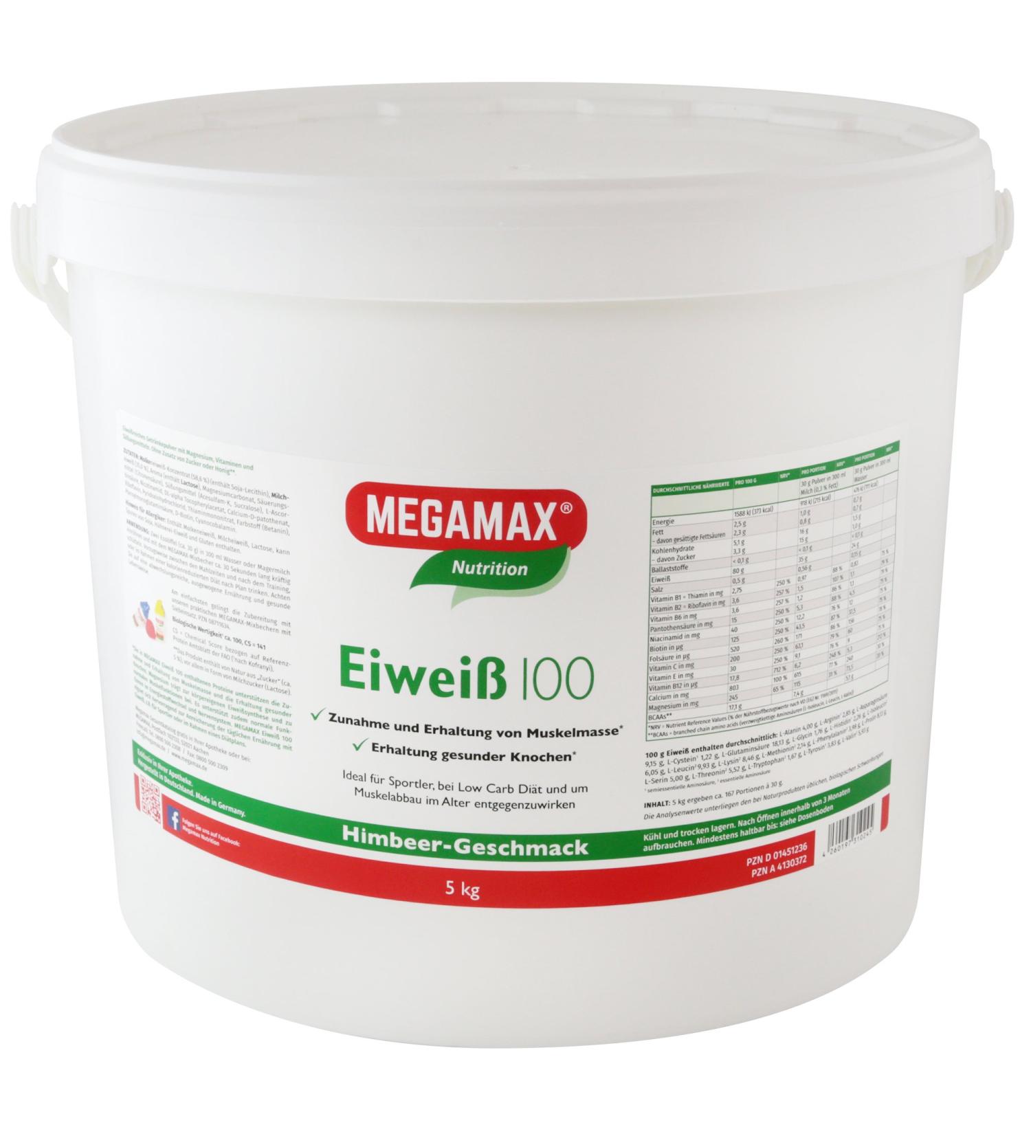 Buy Megamax Protein Raspberry 5 kg - High Quality Low Carb Protein Shake | Aspartame-Free Muscle Building & Baking Protein | International Shipping - Buy Online on GoSupps.com