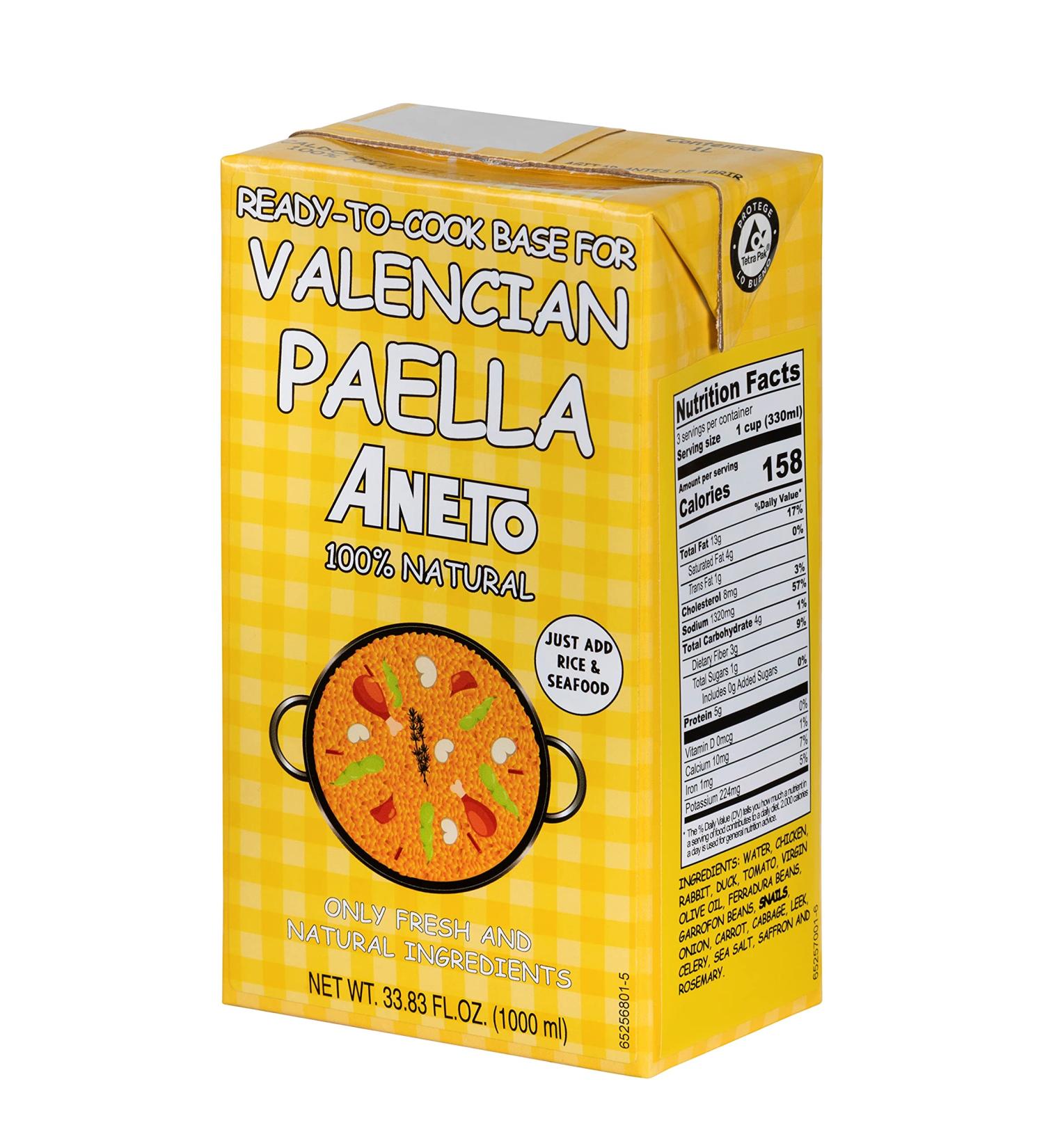 Aneto Valencian Paella Cooking Base Broth 33.83 Fl Oz - Authentic Spanish Flavor Boost for Perfect Paella - 1 Pack - Buy Online on GoSupps.com