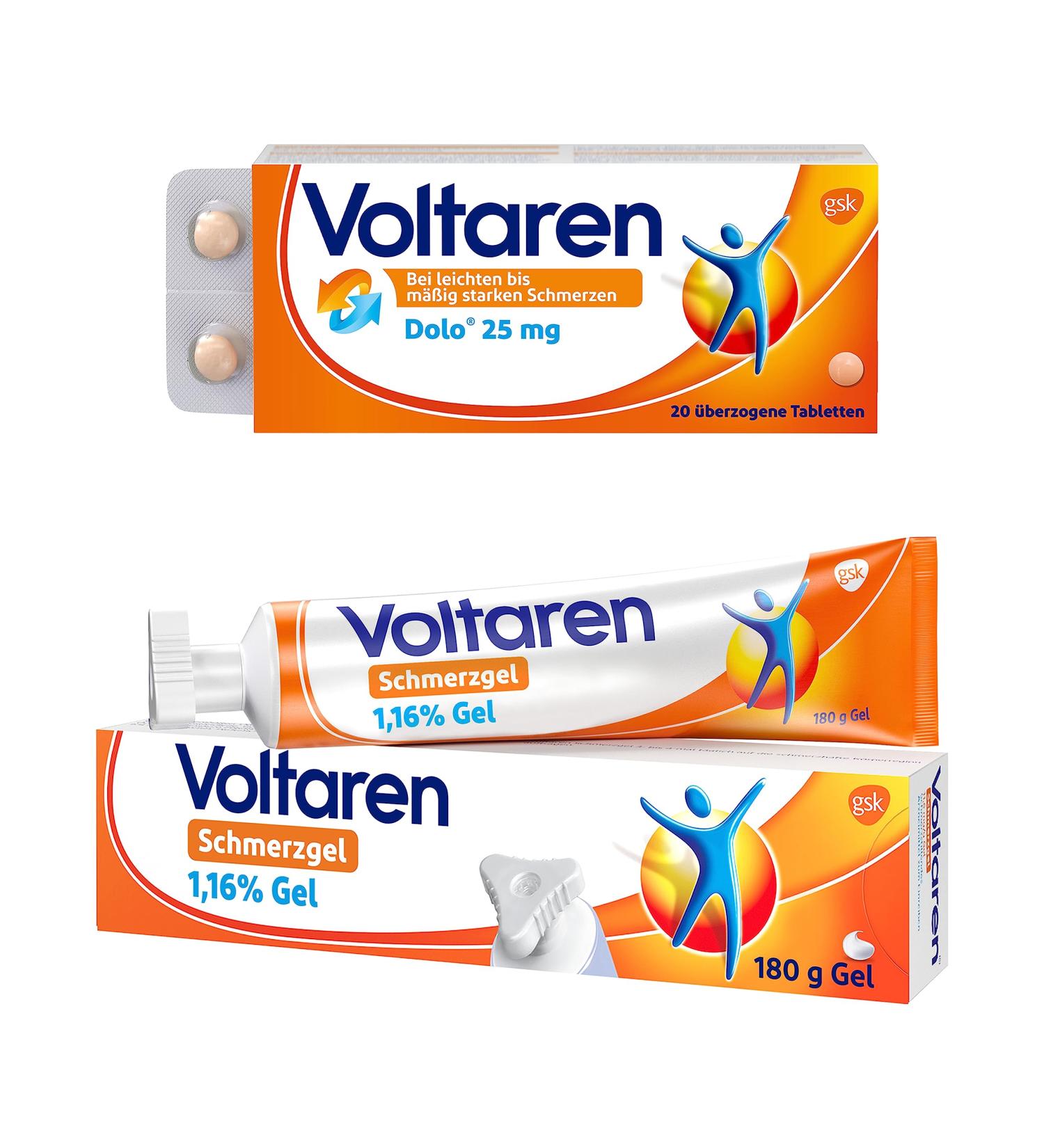 Buy Voltaren Pain Relief Set: Gel & Dolo Tablets for Muscle Neck Joint & Back Pain - 180g Gel + 20 Tablets - Fast International Shipping - Buy Online on GoSupps.com
