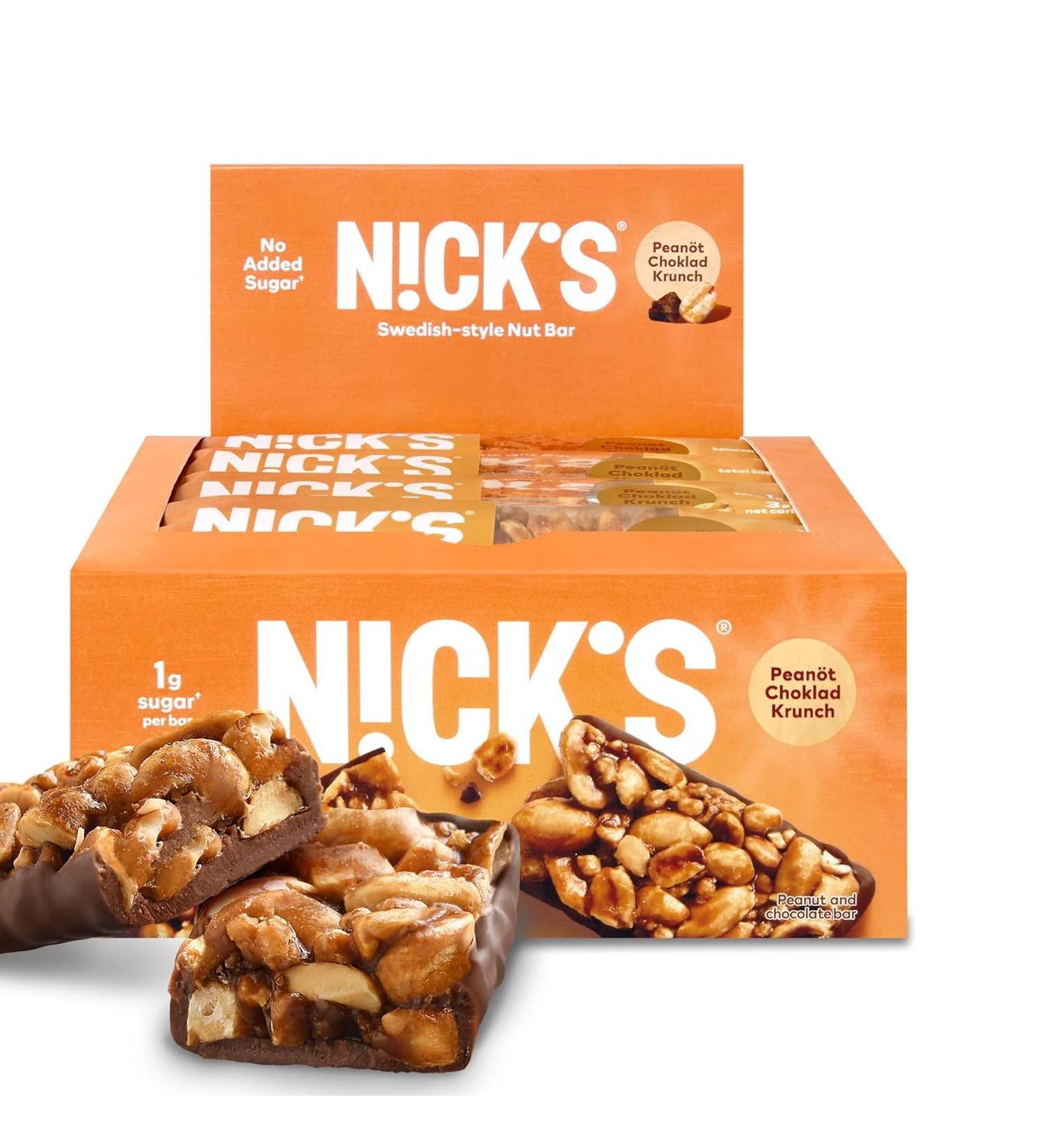 N!CK'S Snack Bar Keto Nut Snack for Sports Hiking - Peanut Chocolate - pack of 12 - Buy Online on GoSupps.com