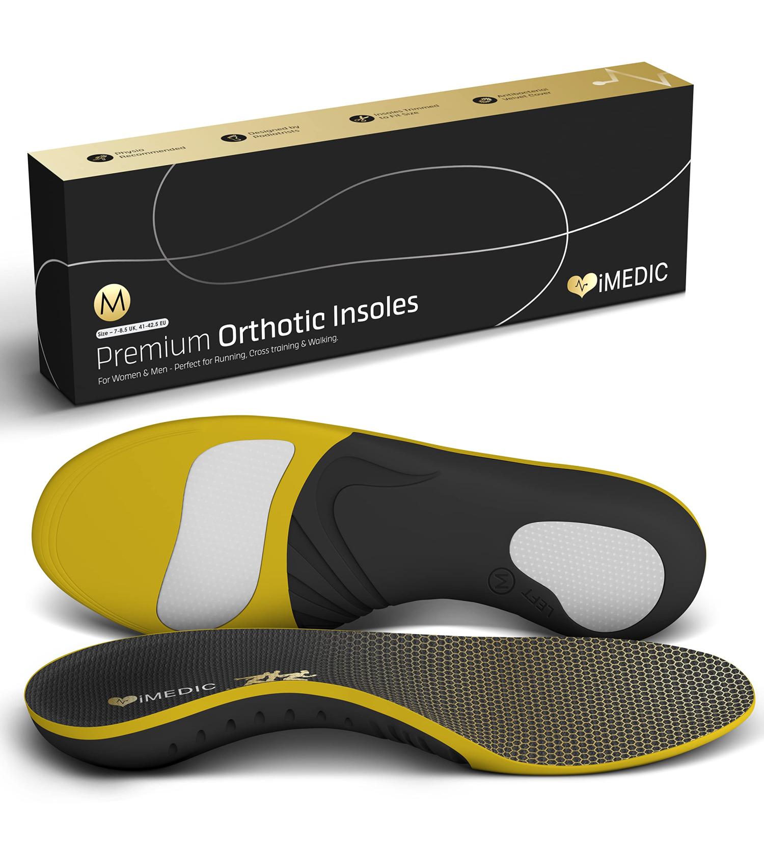 iMedic Premium Orthotic Insoles 2024 Mould (UK 7.5-8.5) for Plantar Fasciitis Support - Arch Support for Flat Feet - Men and Women - Buy Online on GoSupps.com