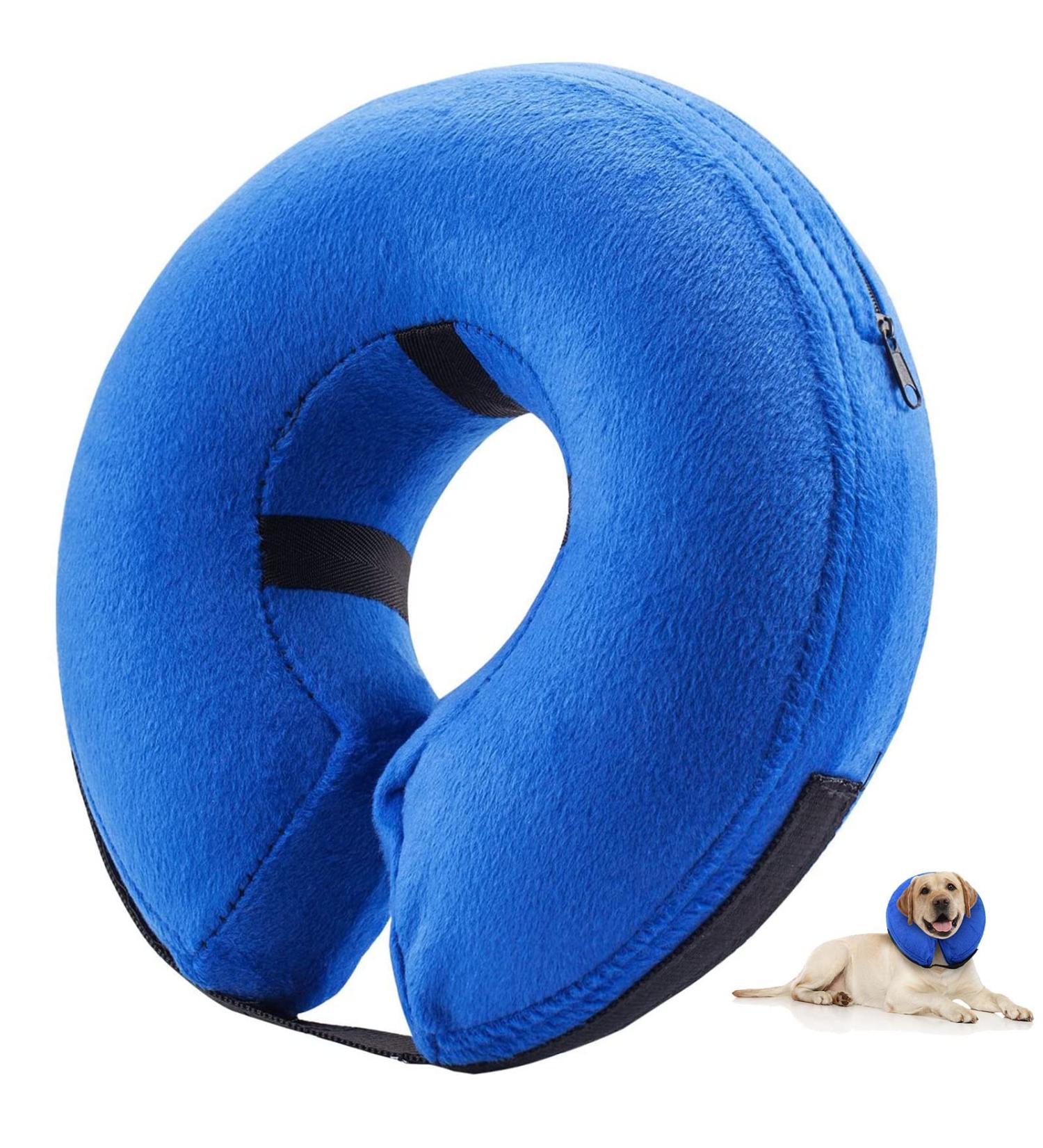 Soft Inflatable Dog Cone - Large Blue Pet Recovery Collar - Buy Online on GoSupps.com